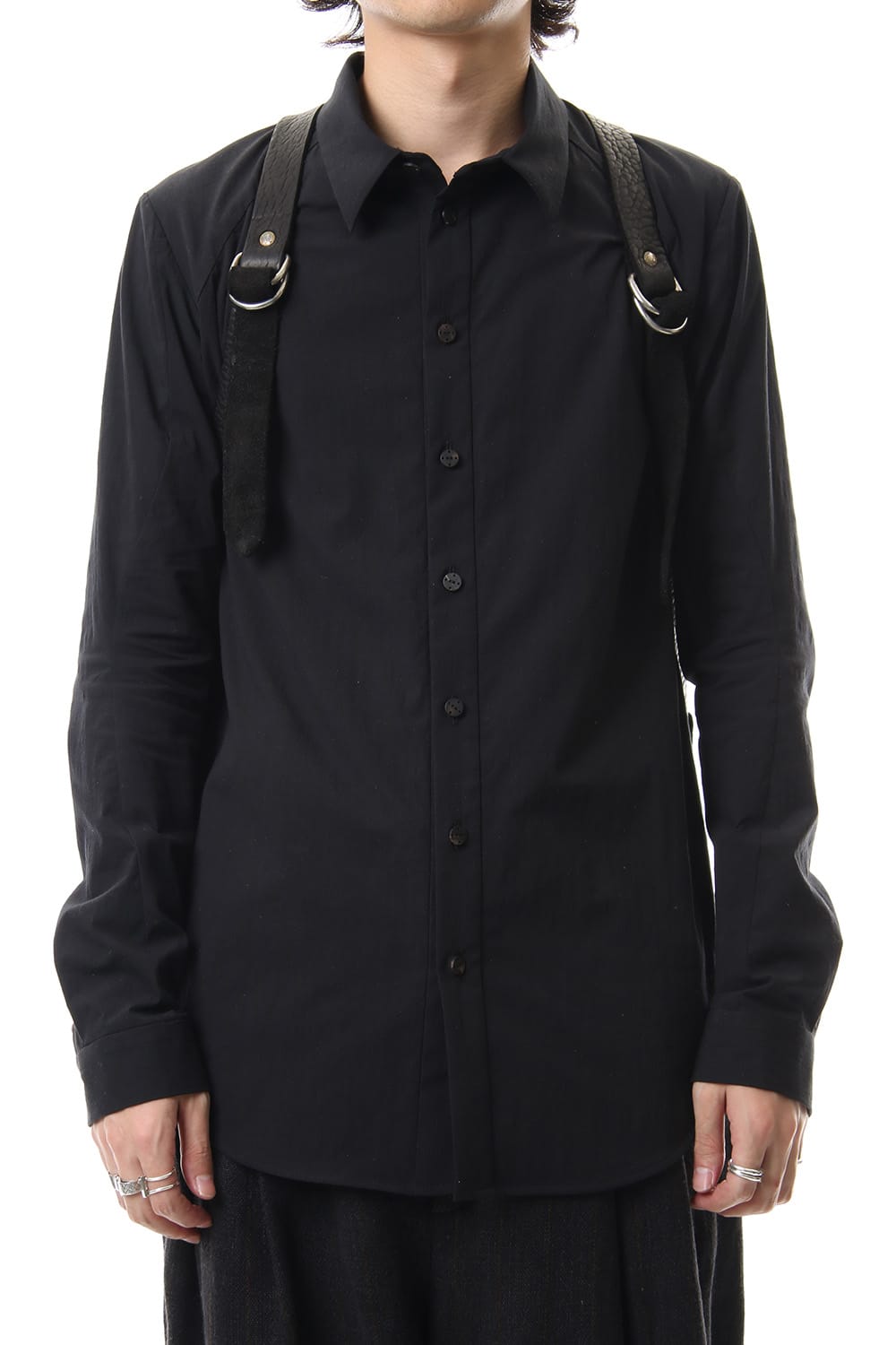 Large Belted Backpack Soft Horse Full Grain Leather BLK/T