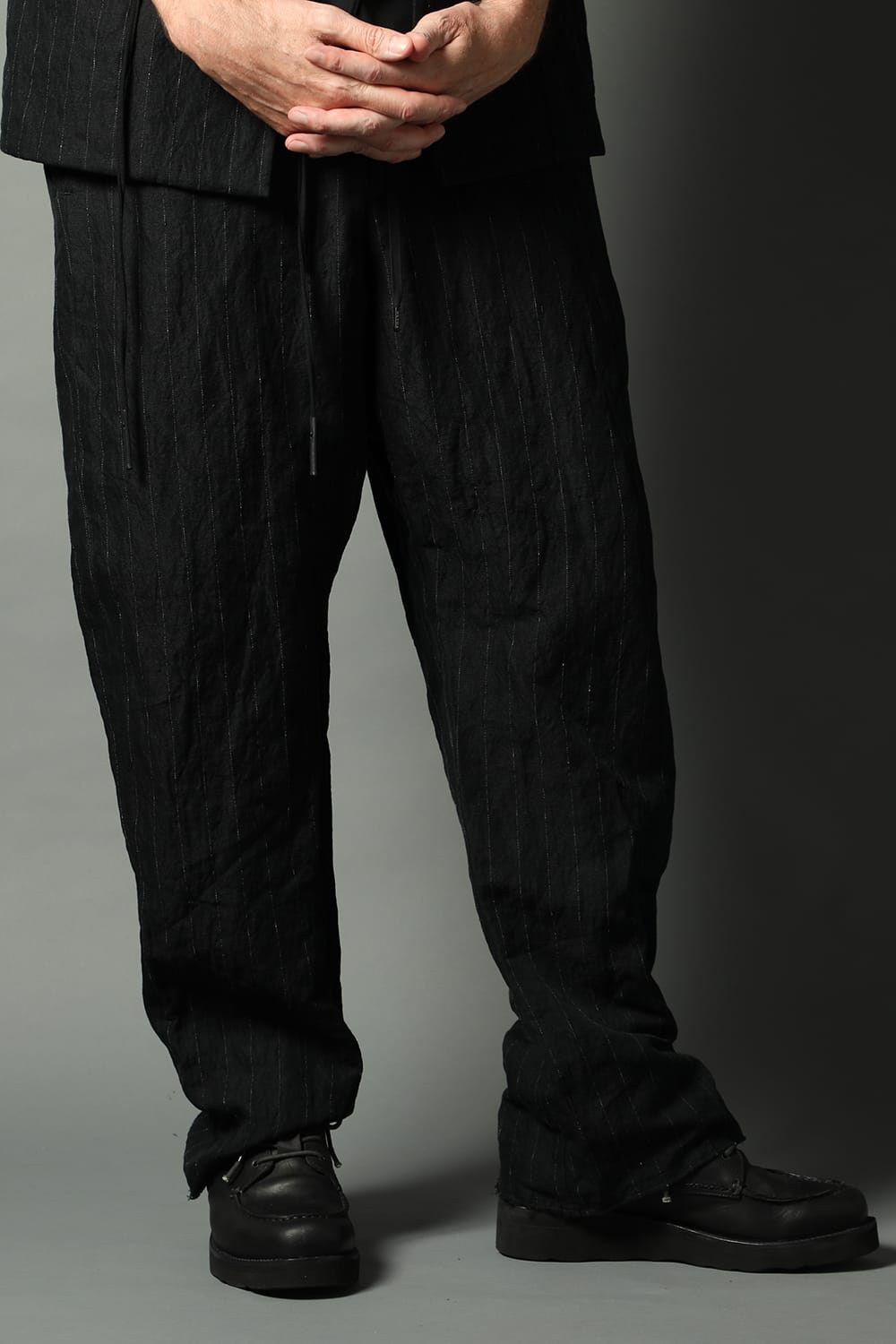 Relaxe pants cotton linen metal shrink