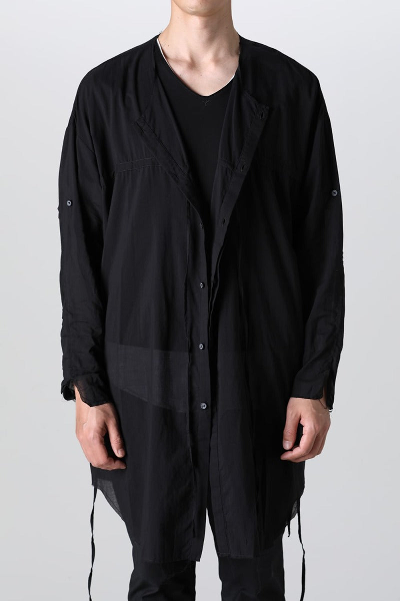 Ribbon Cord Smock Shirt Black