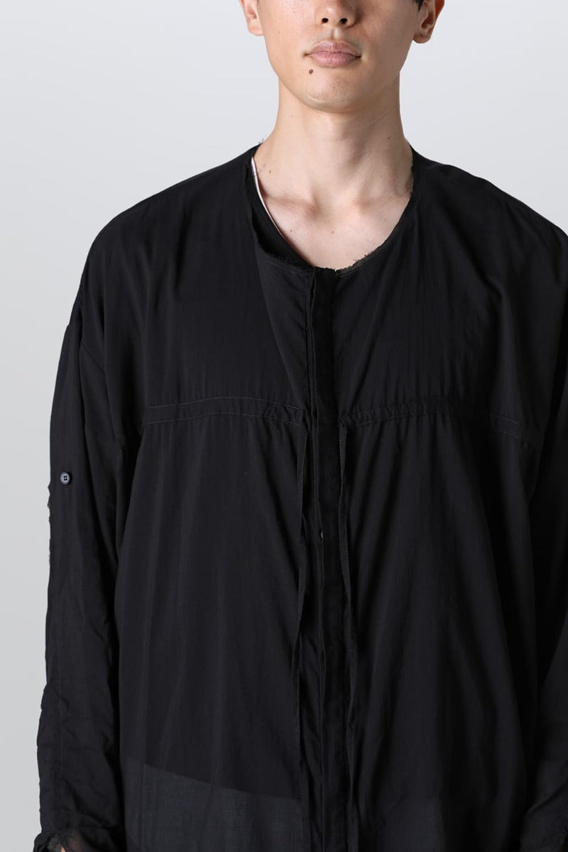 Ribbon Cord Smock Shirt Black