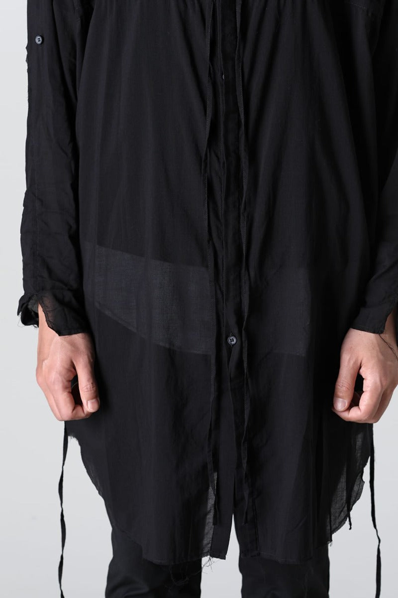 Ribbon Cord Smock Shirt Black