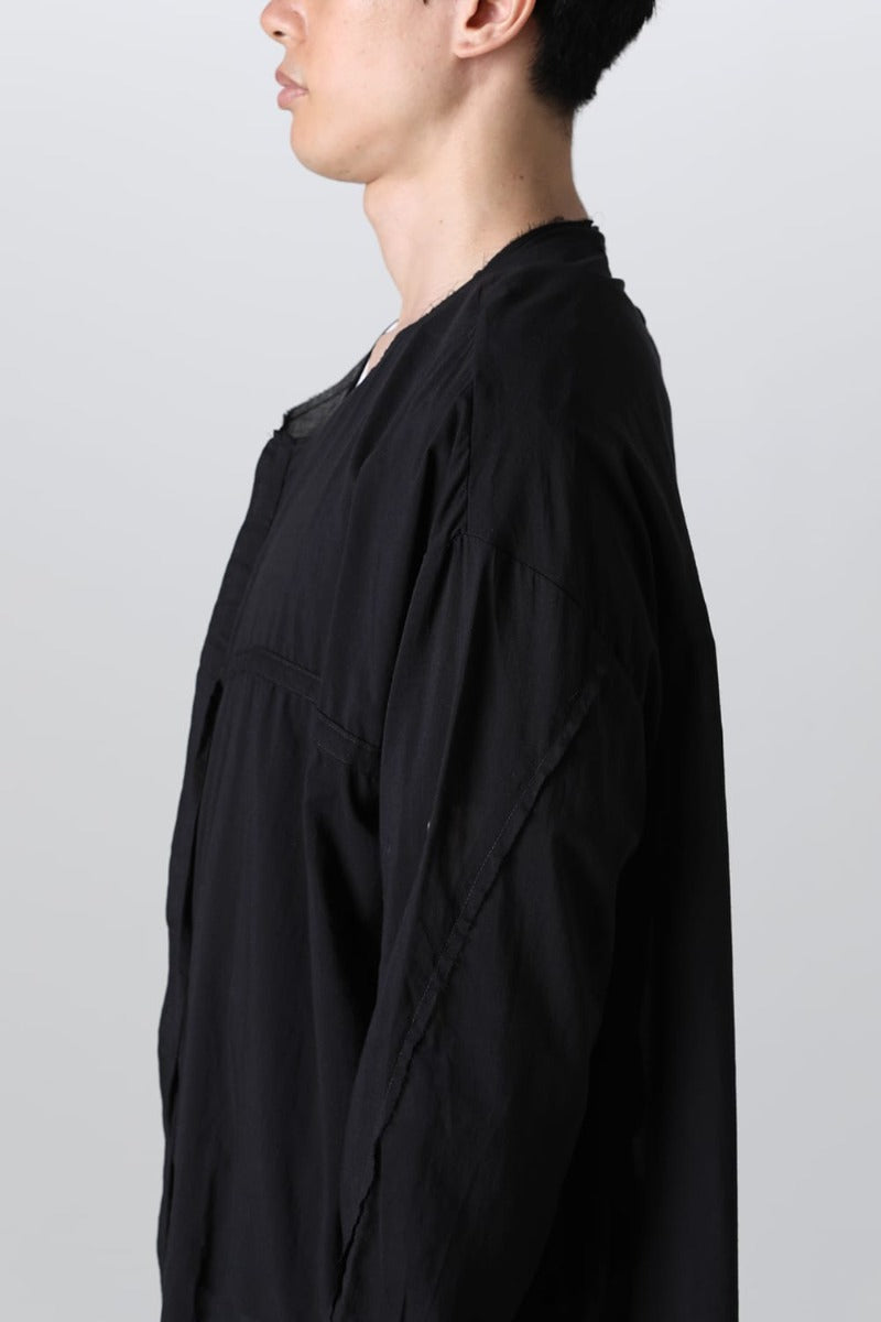 Ribbon Cord Smock Shirt Black