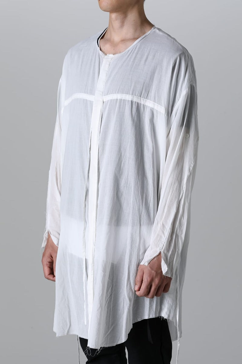 Ribon Cord Smock Shirt White