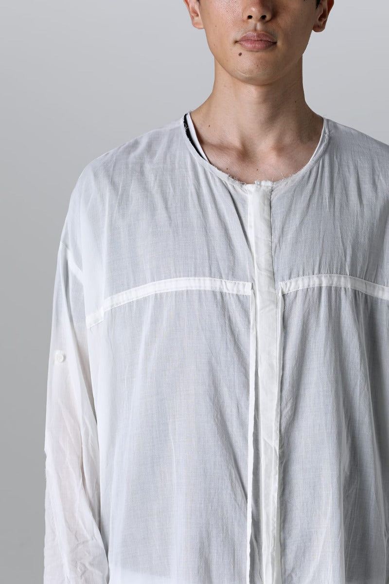 Ribon Cord Smock Shirt White