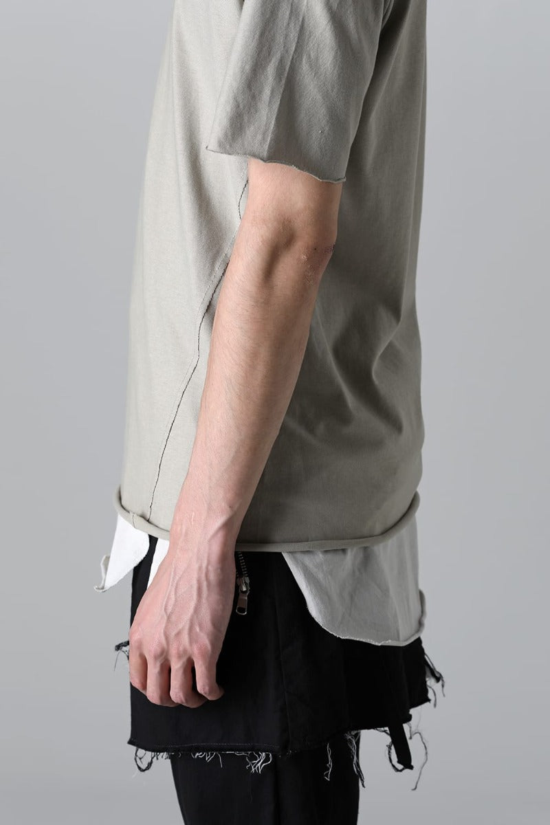 Layered Cutsew -0th- Khaki/Light Gray