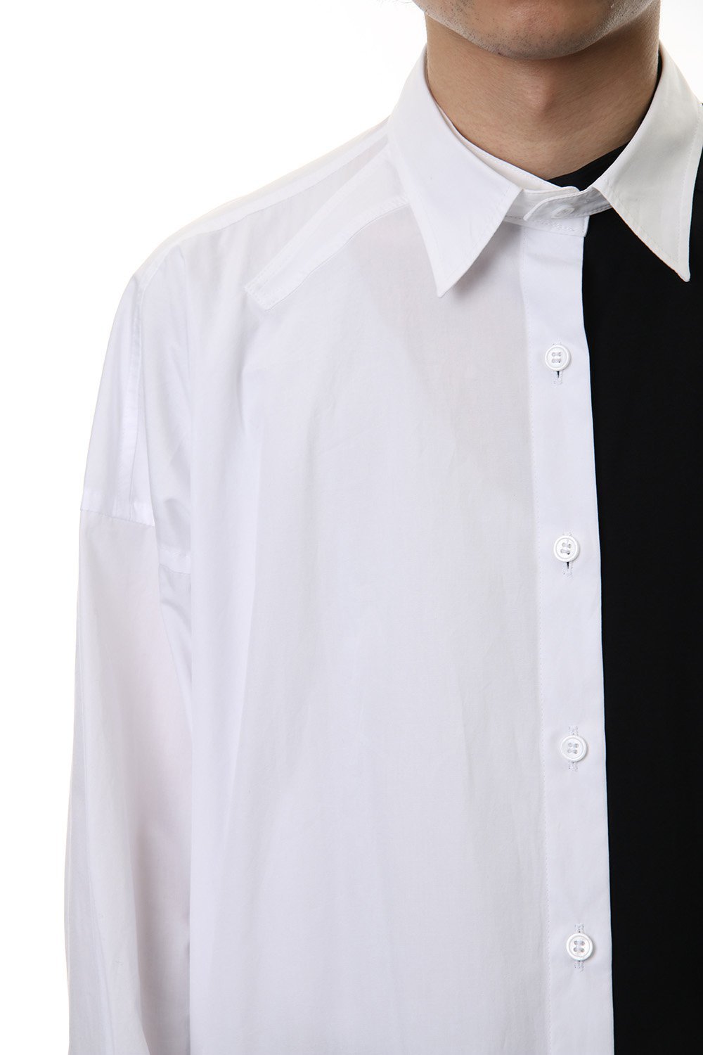 Spare Collar Black White Half Blouse