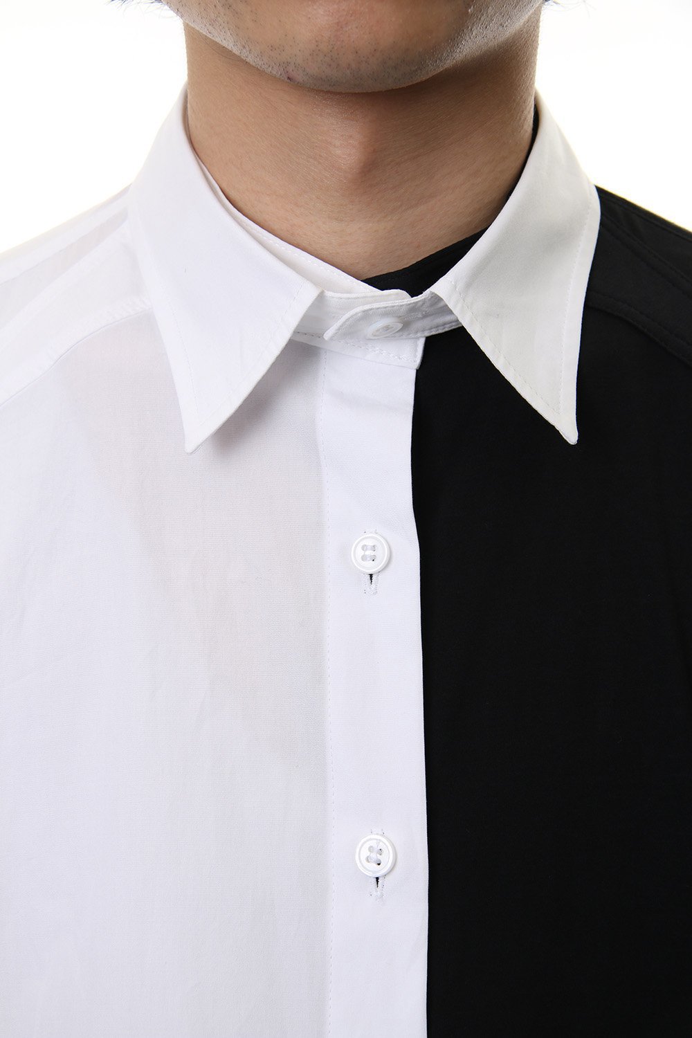 Spare Collar Black White Half Blouse