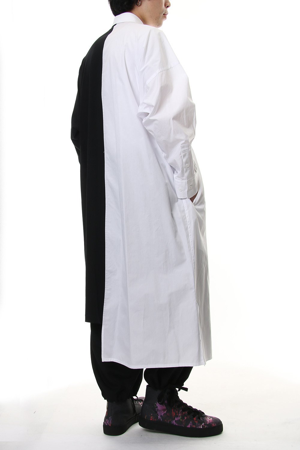 Spare Collar Black White Half Blouse