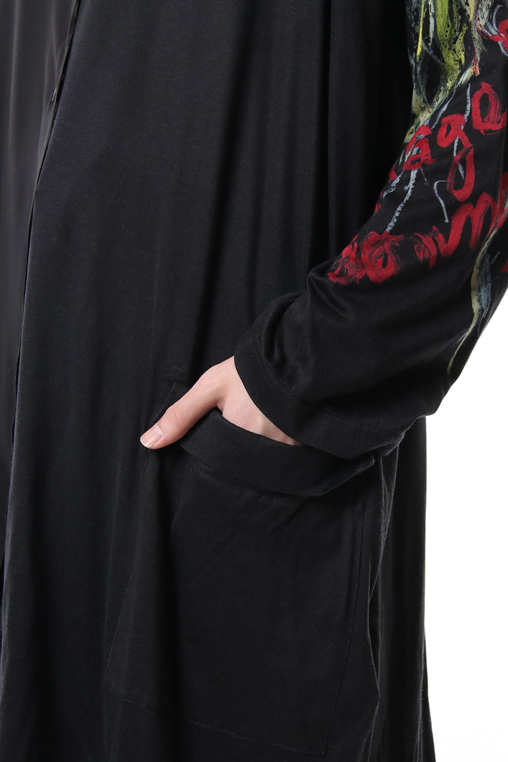 Open collar Half depart Left sleeve print Long shirts