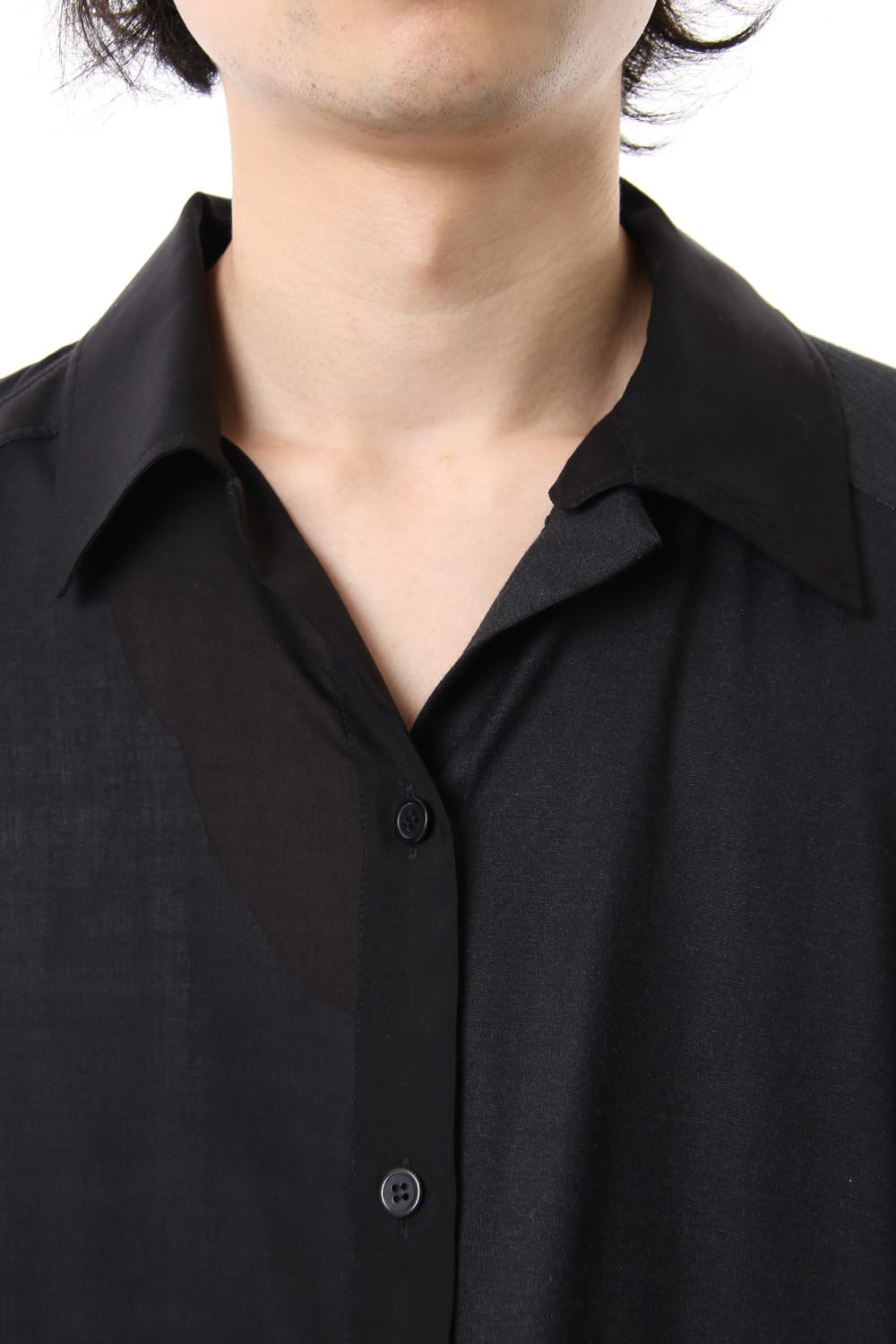 Open collar Half depart Left sleeve print Long shirts