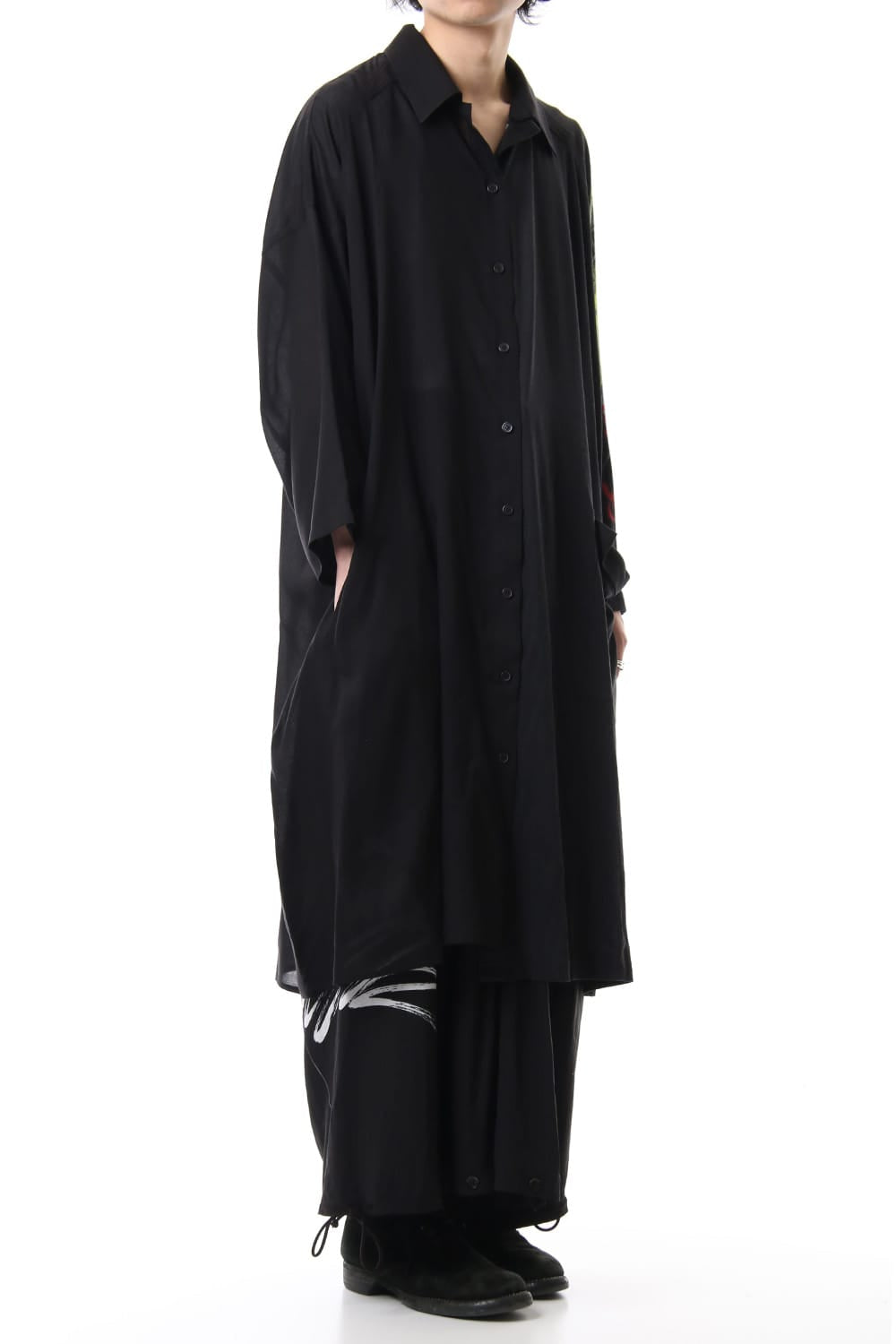 Open collar Half depart Left sleeve print Long shirts