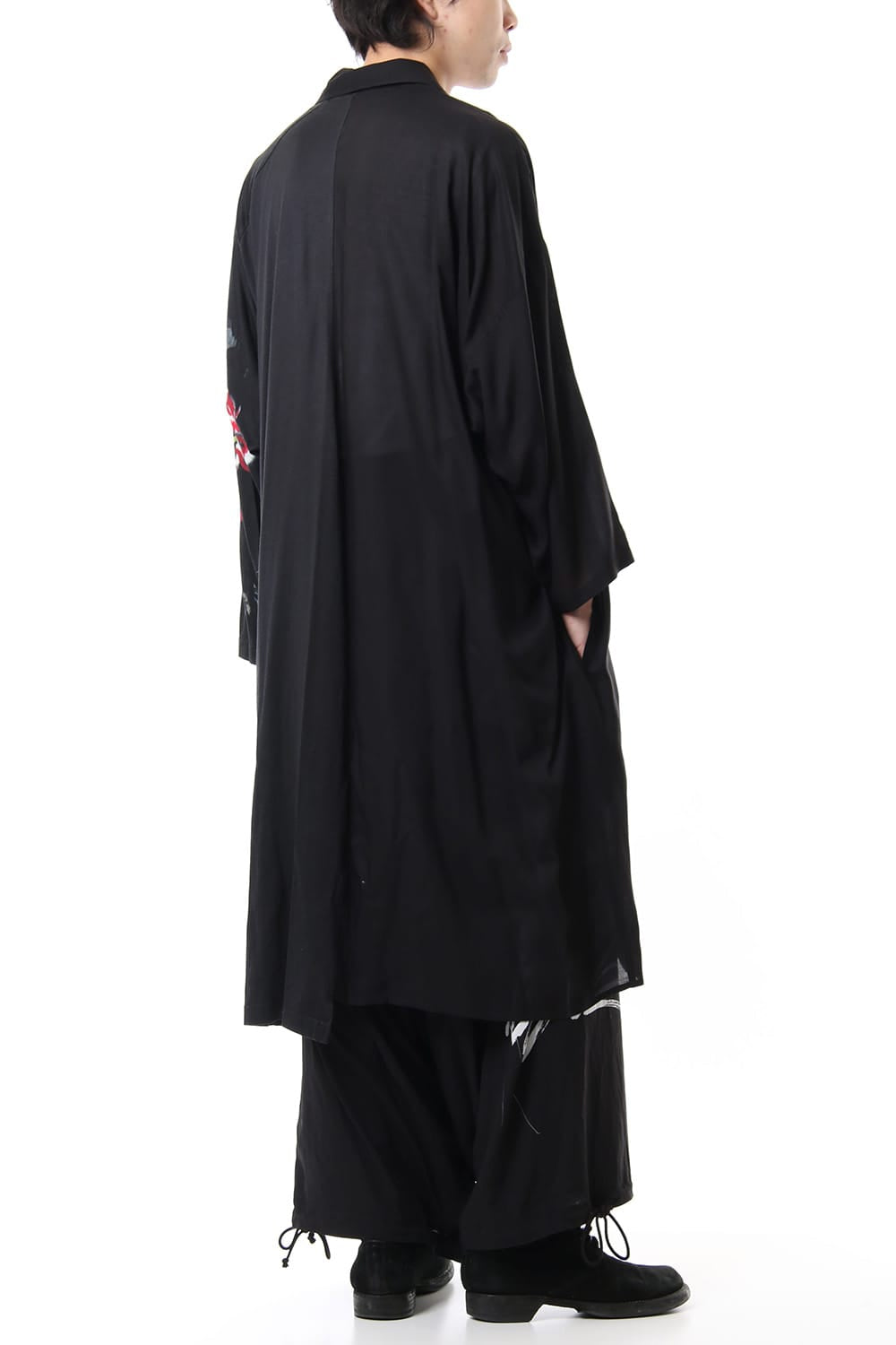 Open collar Half depart Left sleeve print Long shirts