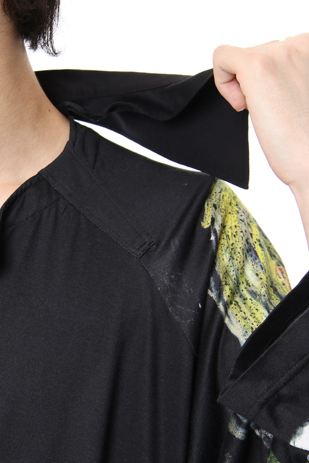 Open collar Half depart Left sleeve print Long shirts