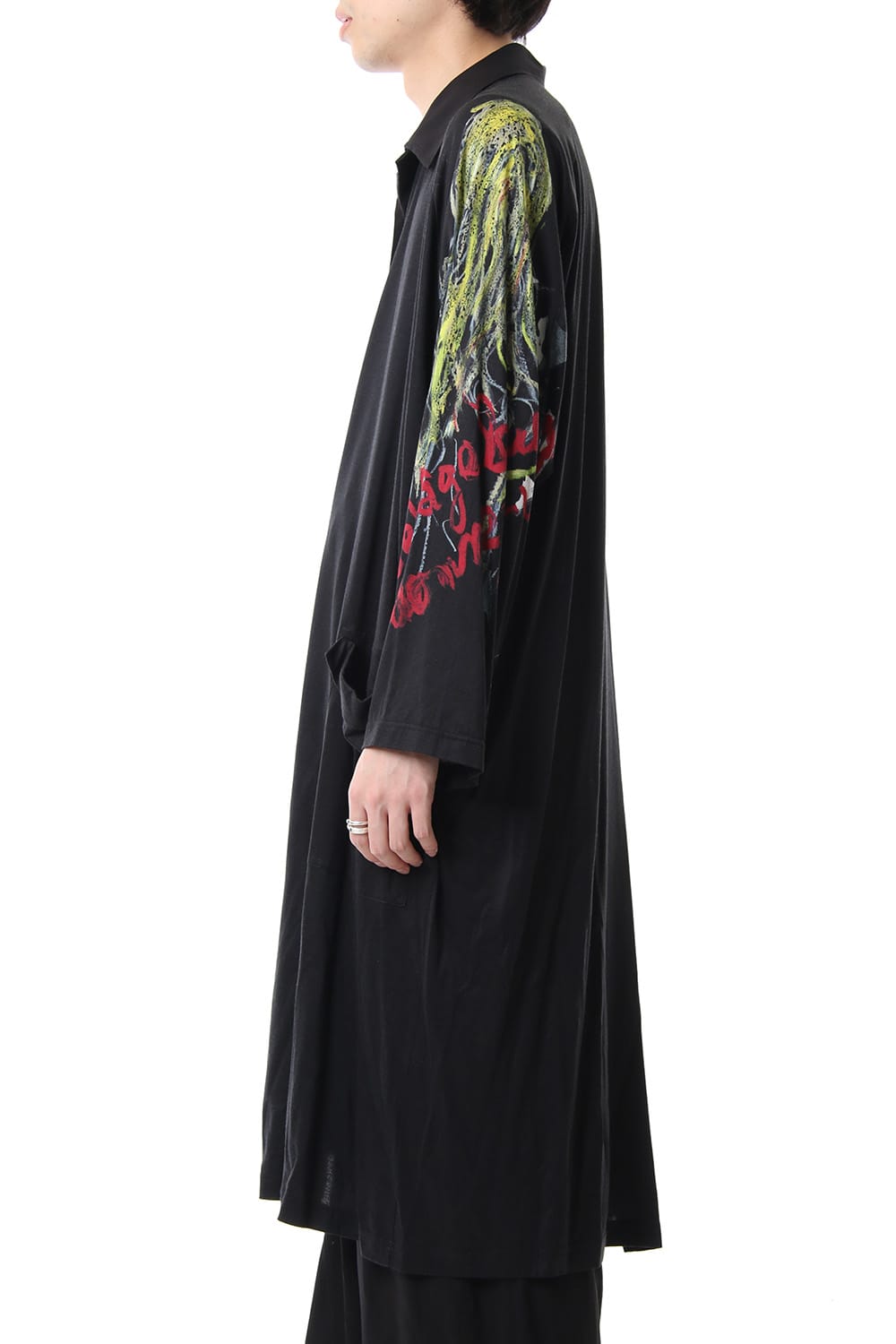 Open collar Half depart Left sleeve print Long shirts