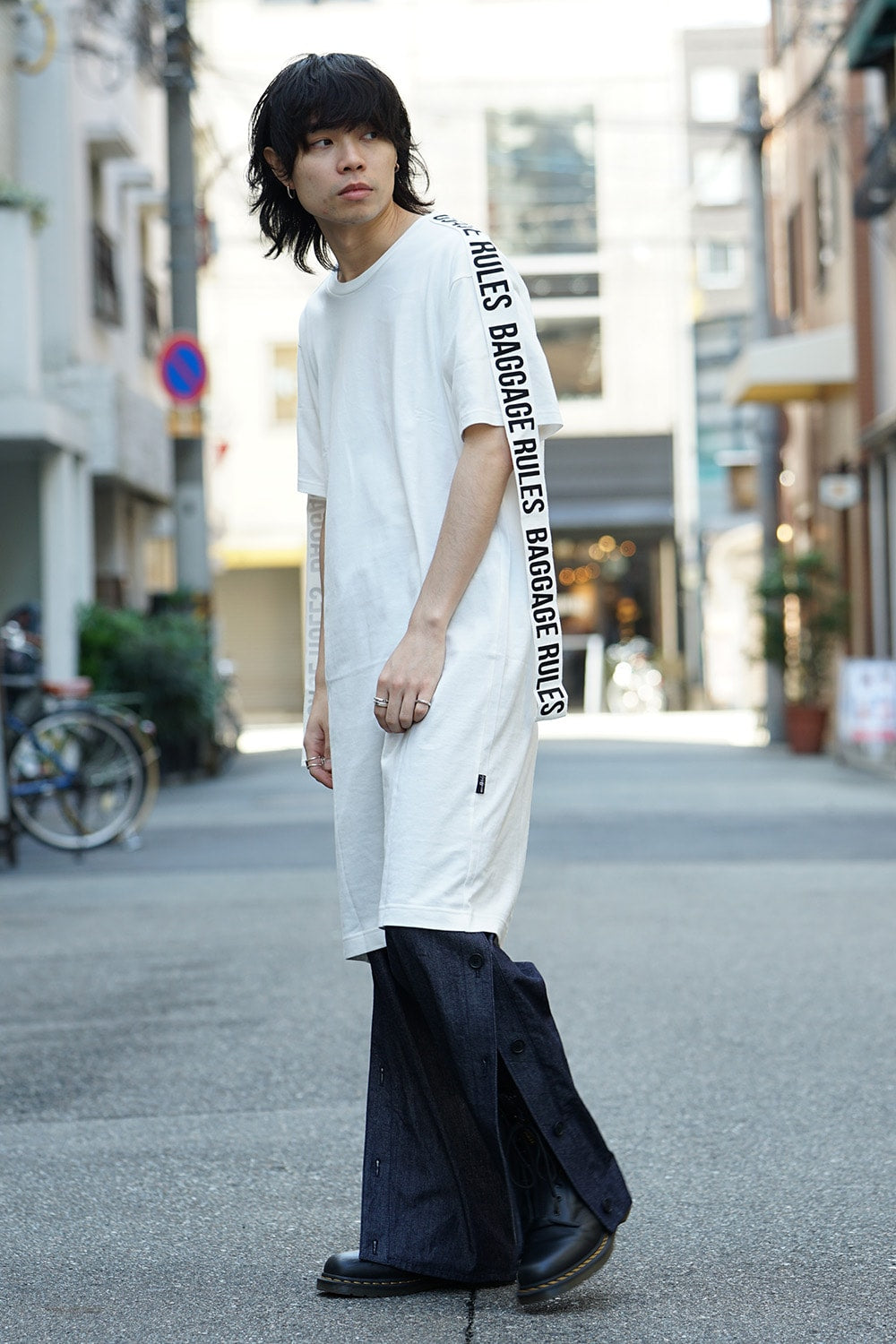 Slit button Wide Pants