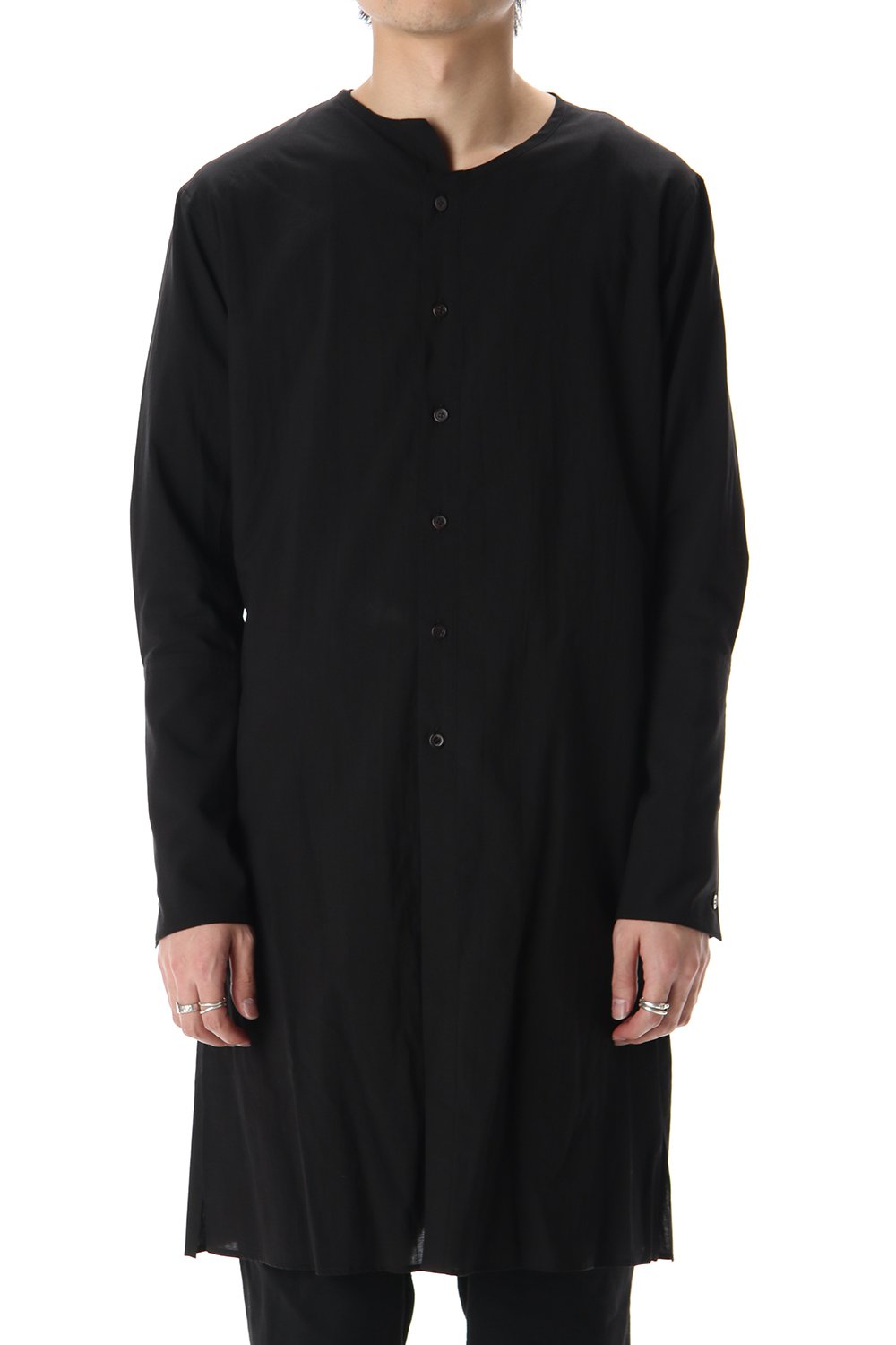 Collarless cuffs Long shirt