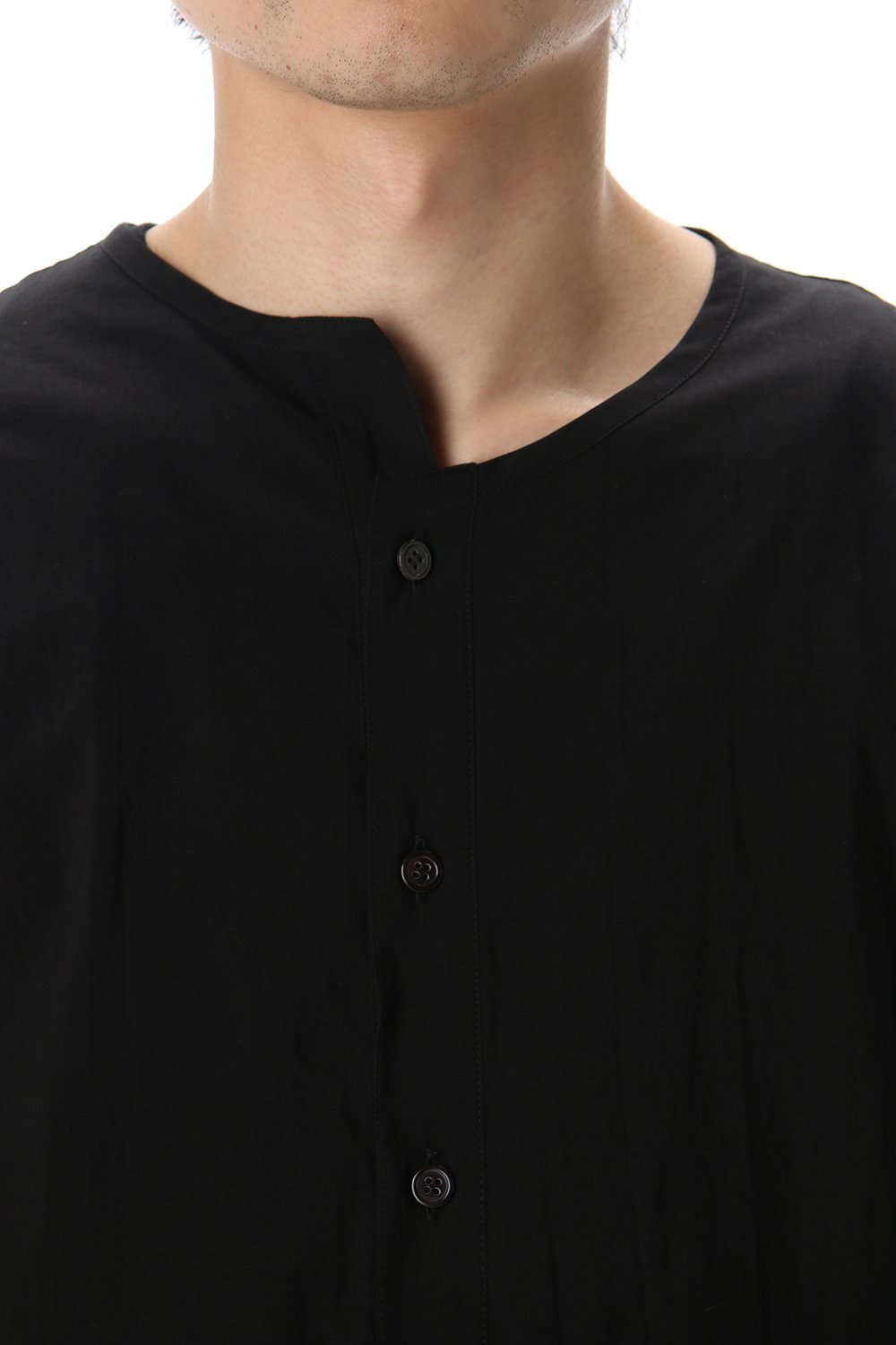 Collarless cuffs Long shirt