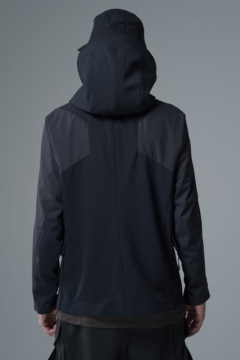 Hooded jacket merino wool jersey bonding