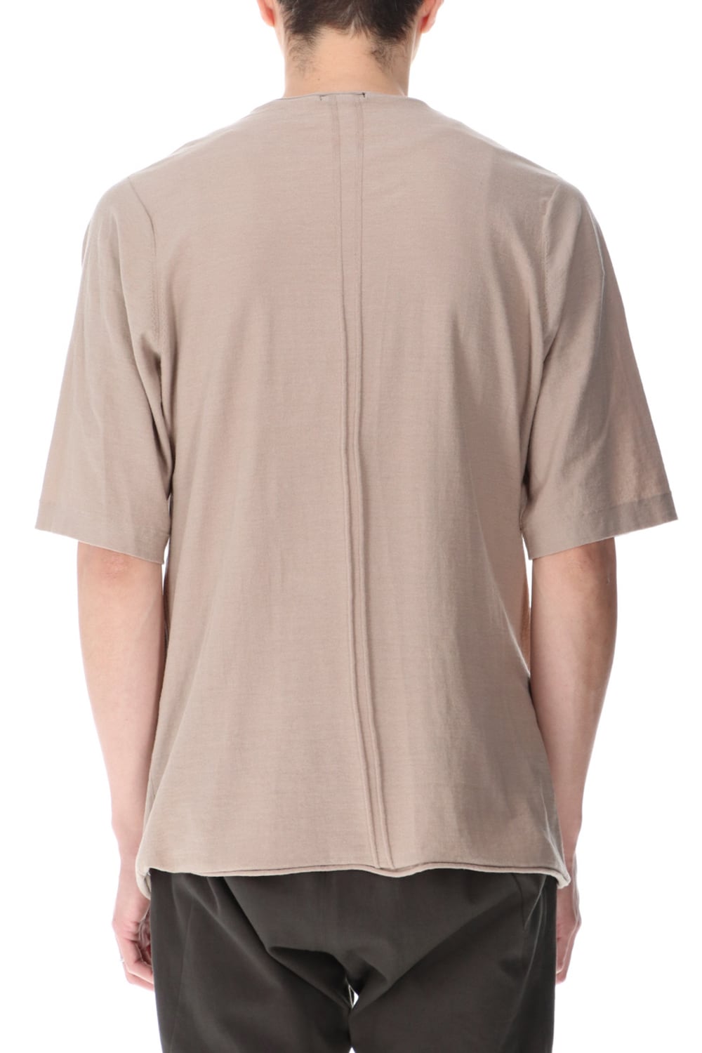 Knit crewneck short sleeve high twist cotton Cream Gray