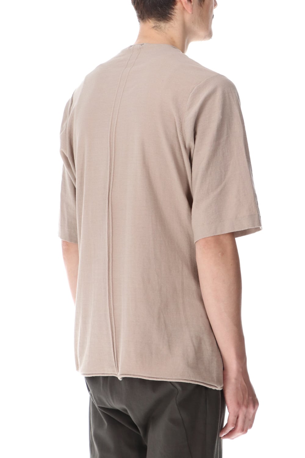 Knit crewneck short sleeve high twist cotton Cream Gray