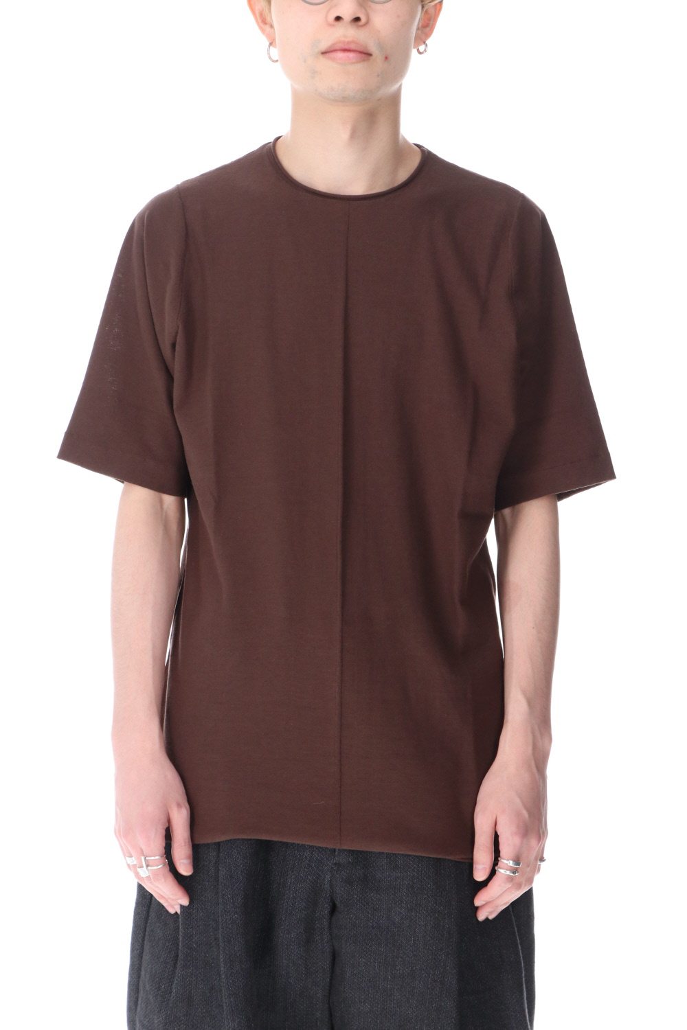 Knit crewneck short sleeve high twist cotton Lava Stone