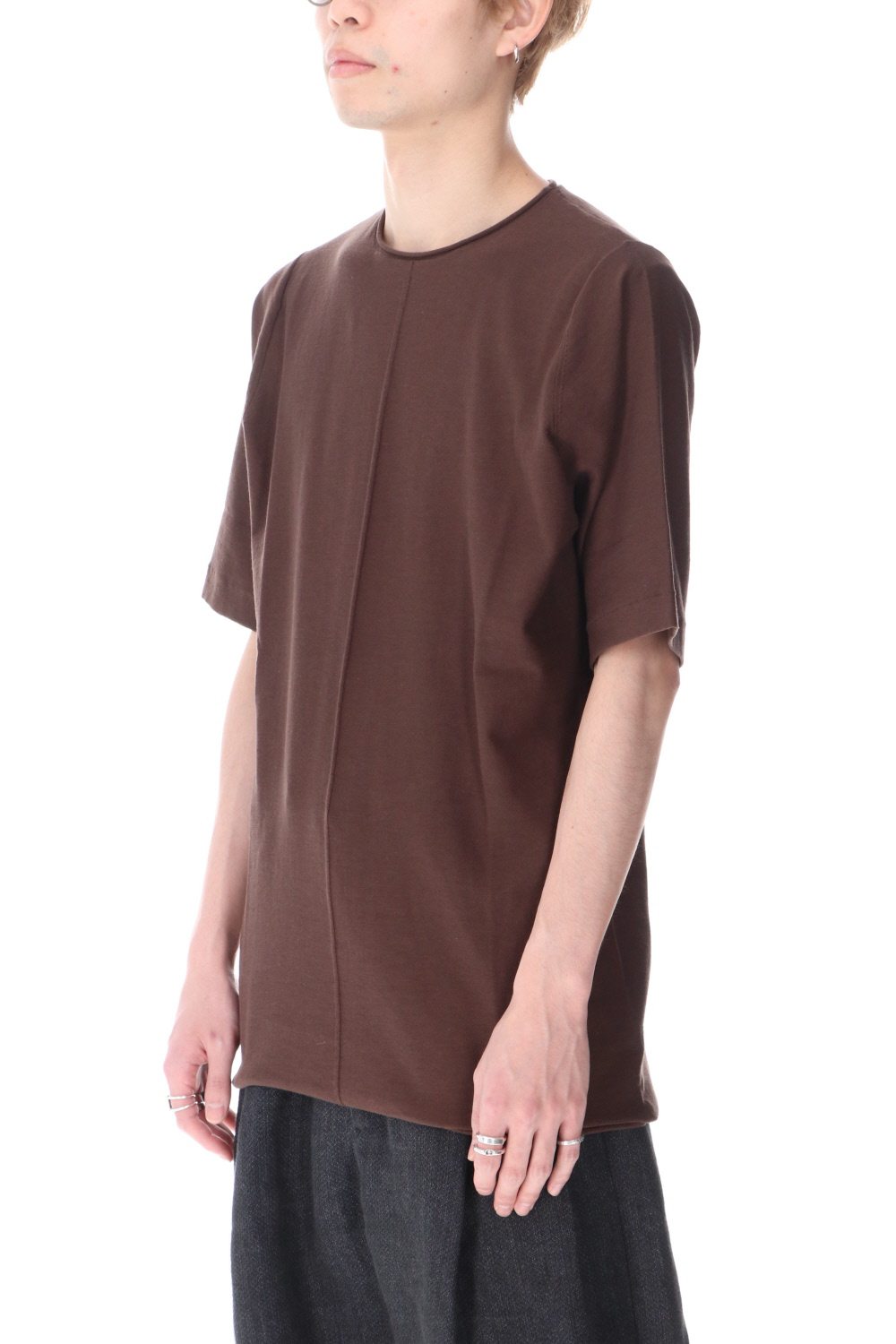 Knit crewneck short sleeve high twist cotton Lava Stone