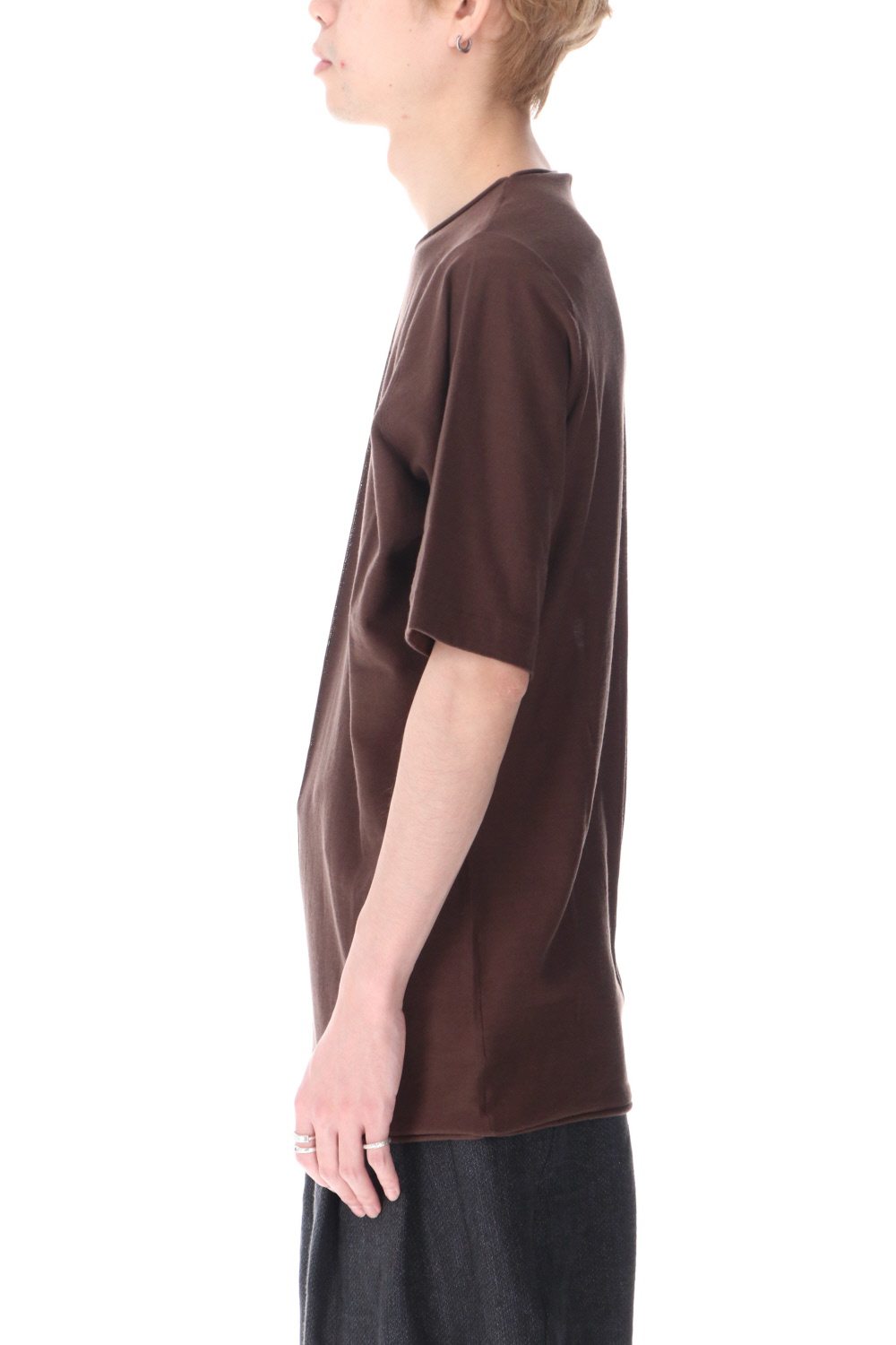 Knit crewneck short sleeve high twist cotton Lava Stone