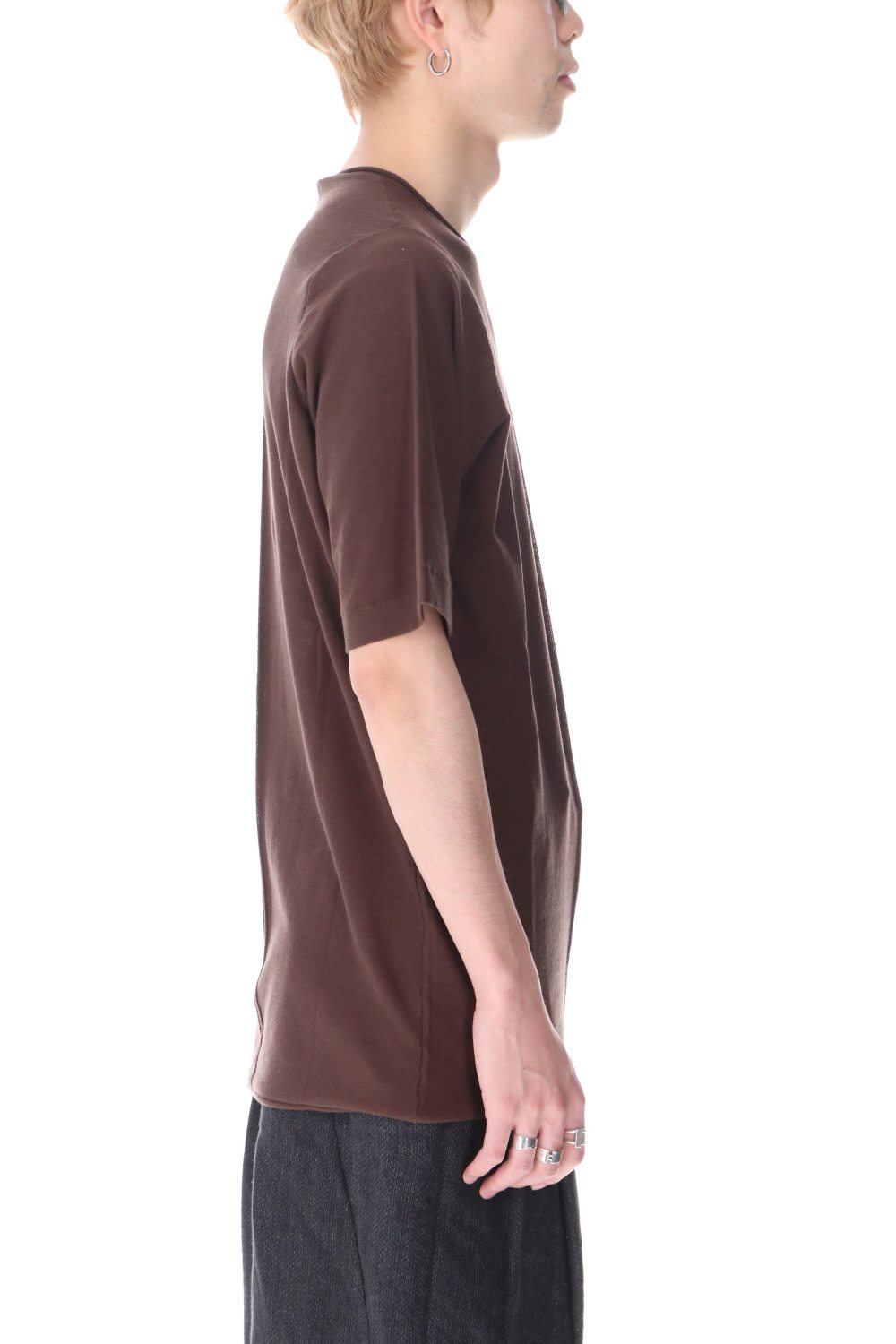 Knit crewneck short sleeve high twist cotton Lava Stone