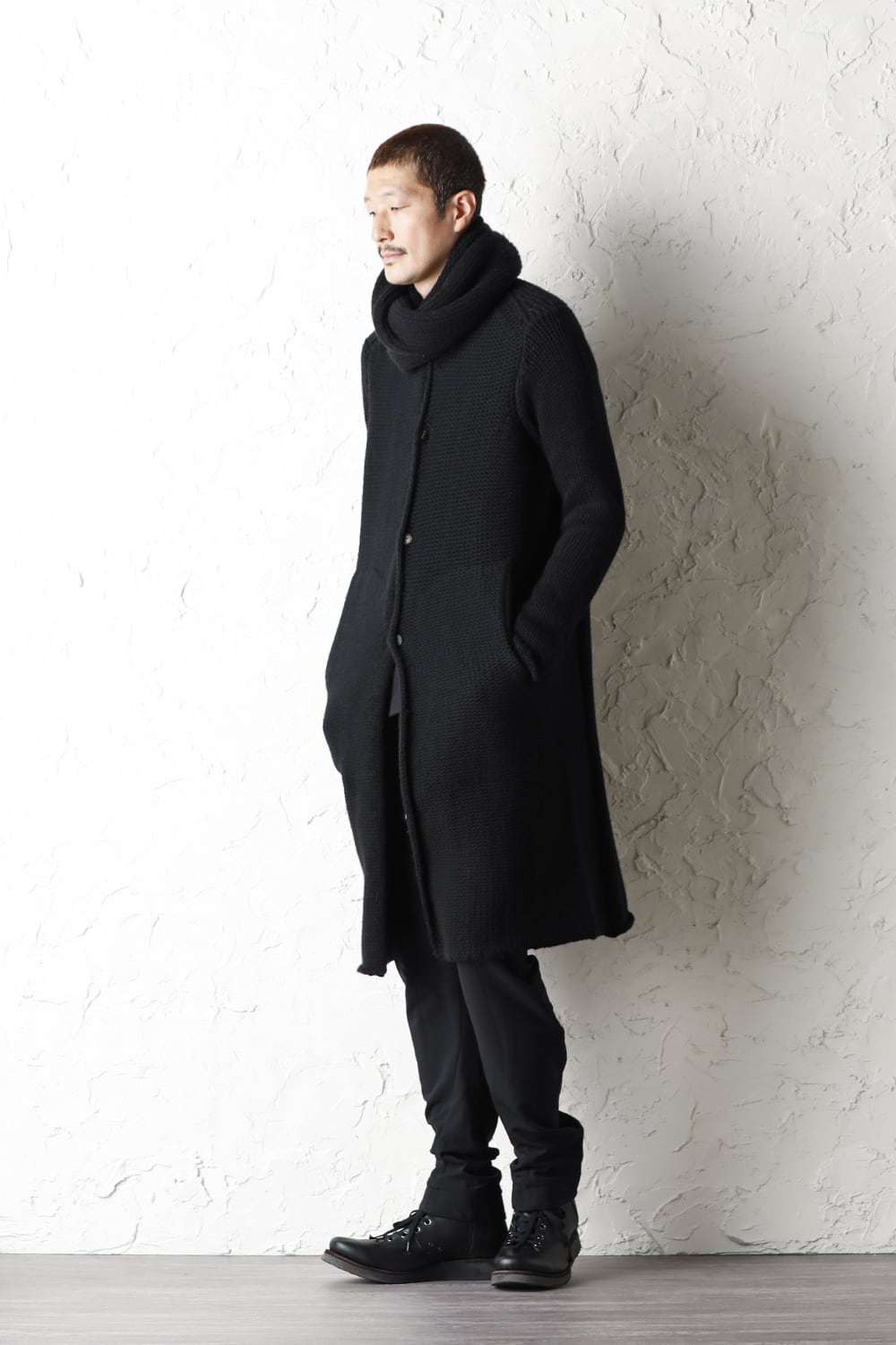 Knit coat wool / cashmere Black