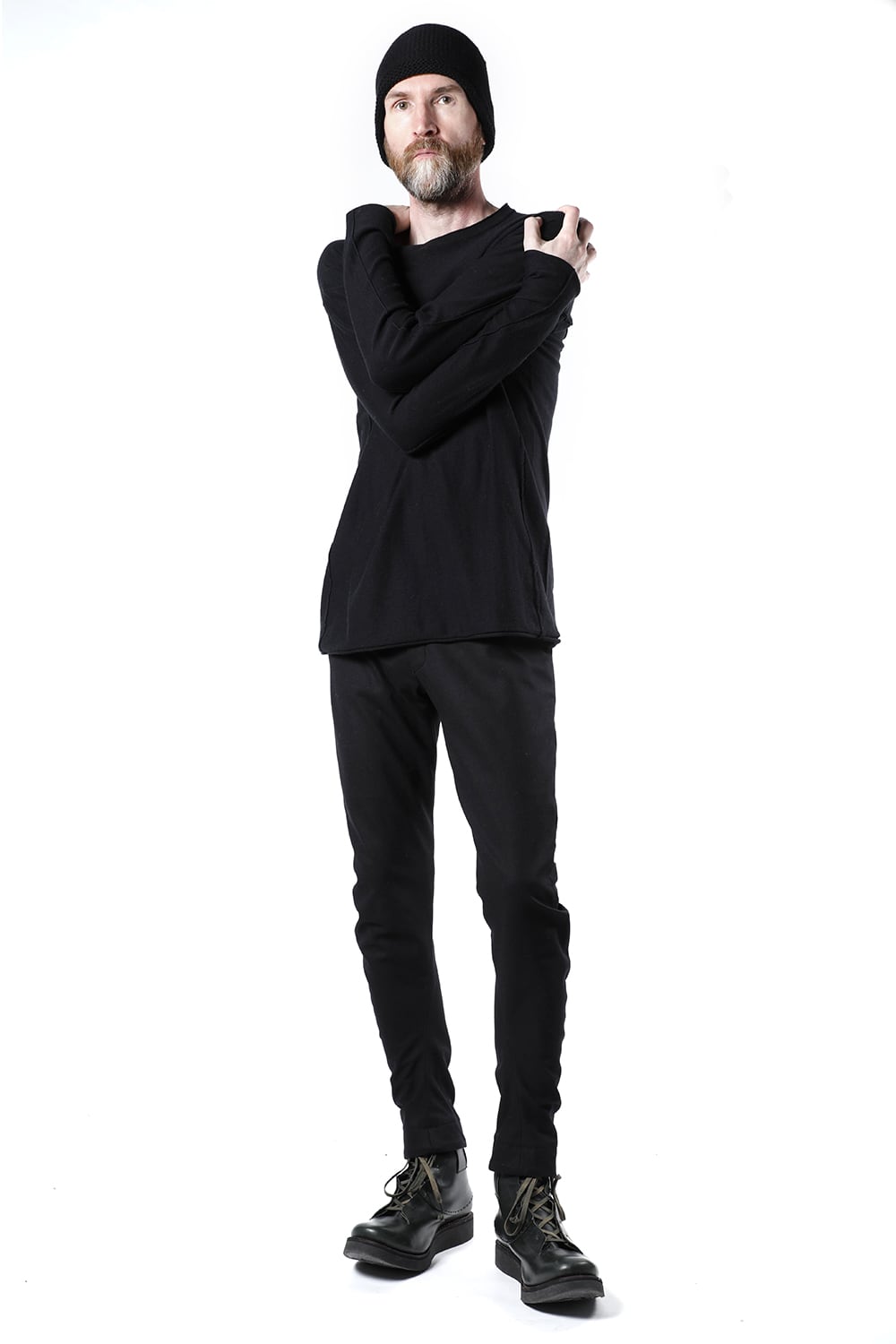 High-Gauge Long Sleeve Knit Cotton / Cashmere Black