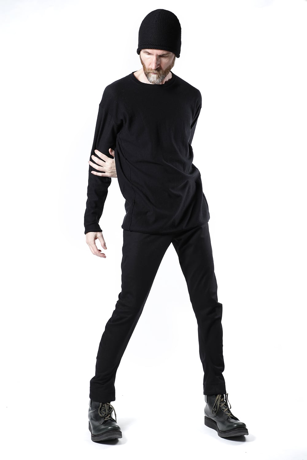 High-Gauge Long Sleeve Knit Cotton / Cashmere Black