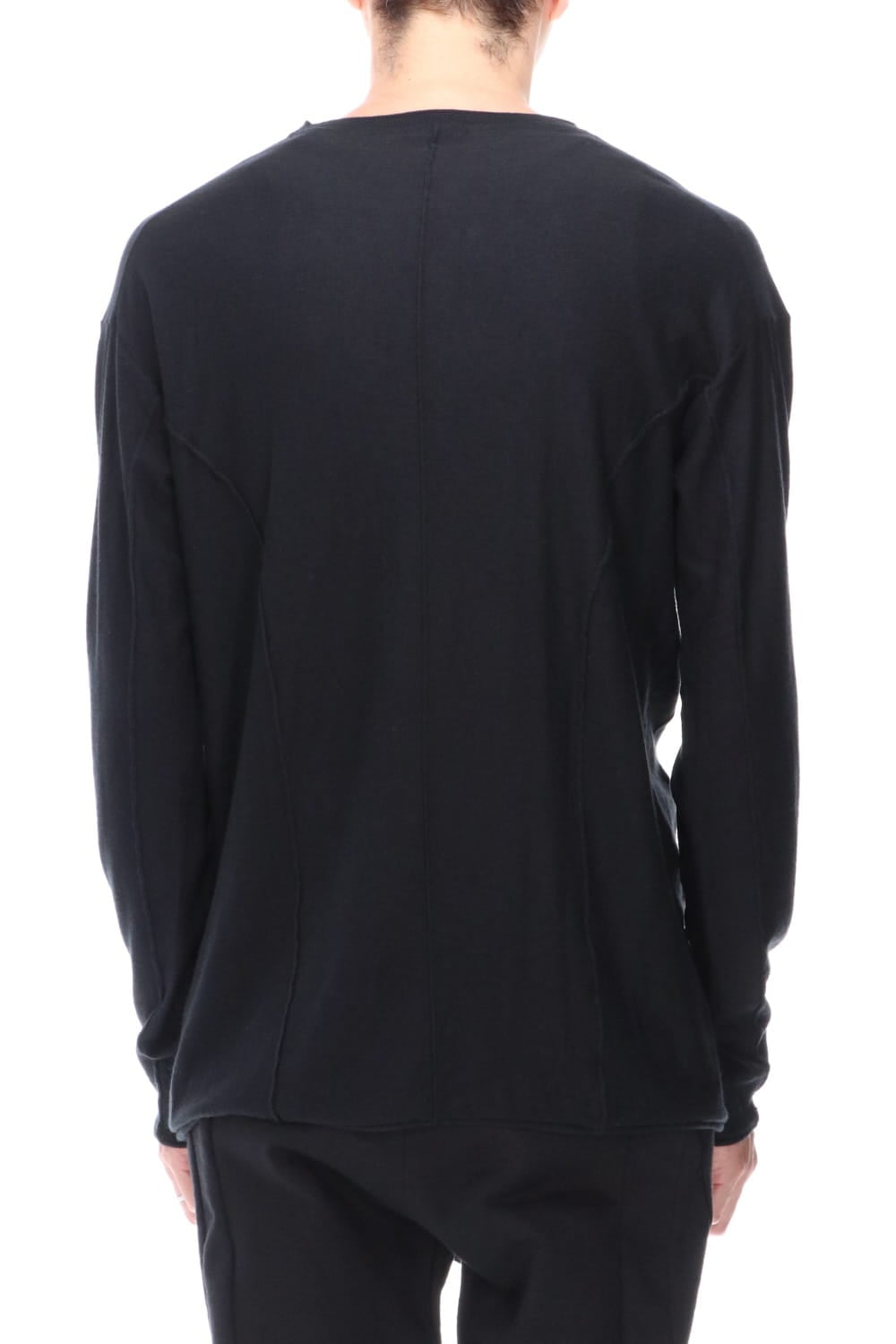 High-Gauge Long Sleeve Knit Cotton / Cashmere Black
