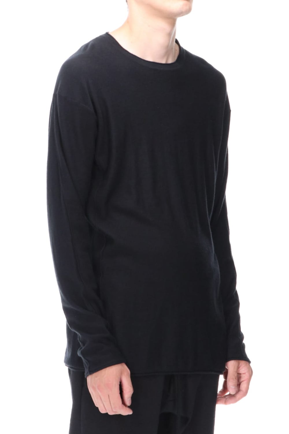 High-Gauge Long Sleeve Knit Cotton / Cashmere Black