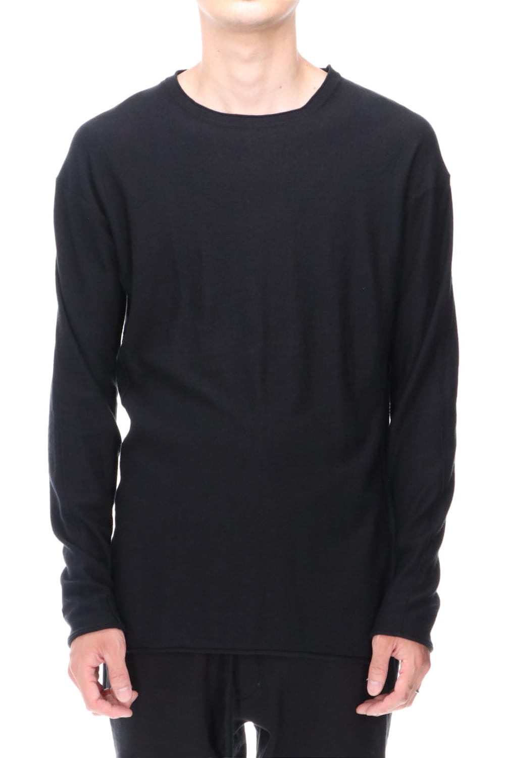 High-Gauge Long Sleeve Knit Cotton / Cashmere Black