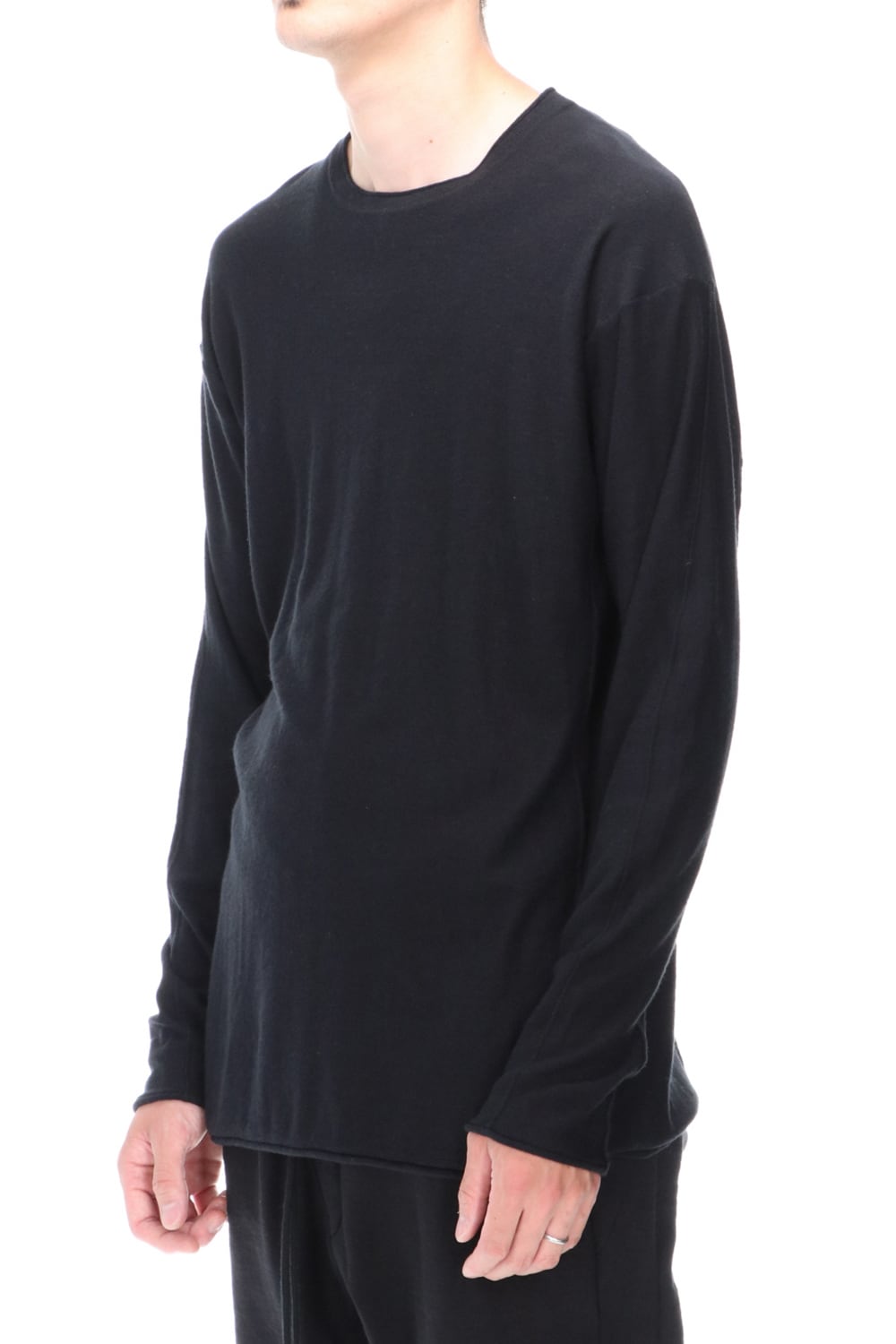 High-Gauge Long Sleeve Knit Cotton / Cashmere Black