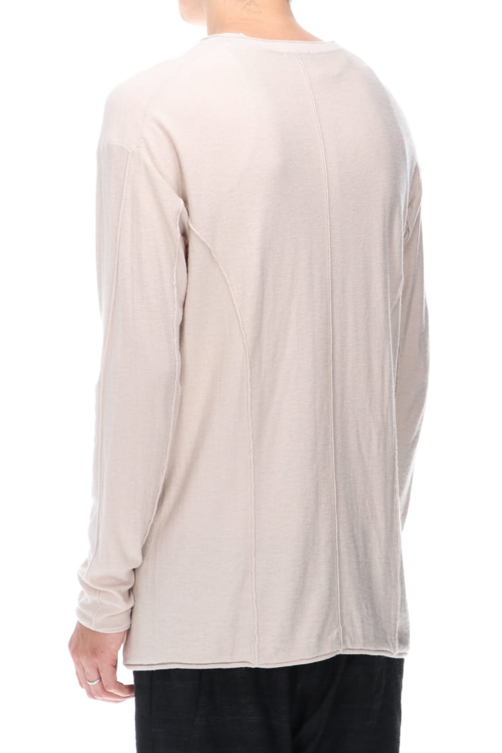 High-Gauge Long Sleeve Knit Cotton / Cashmere White Gray