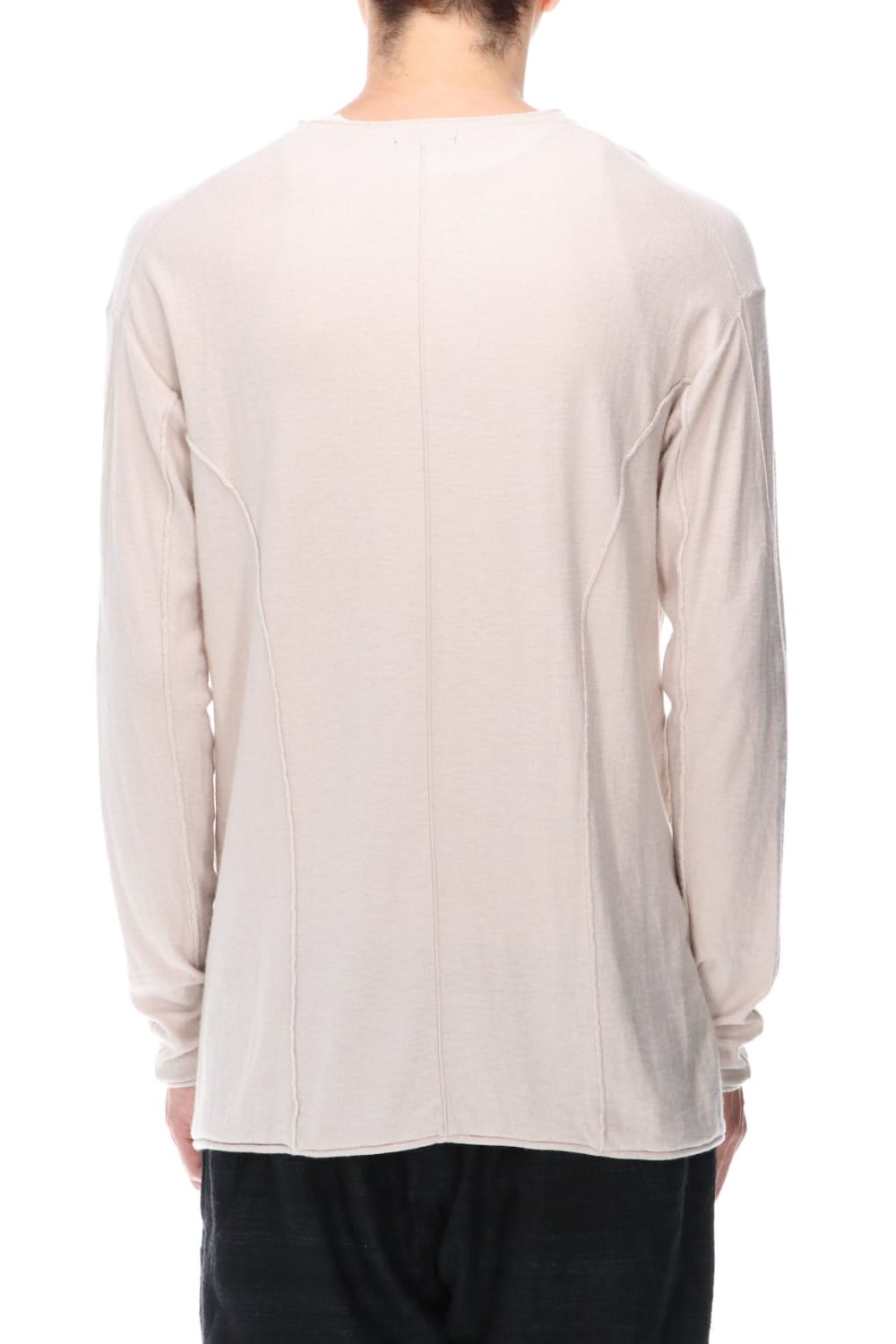 High-Gauge Long Sleeve Knit Cotton / Cashmere White Gray
