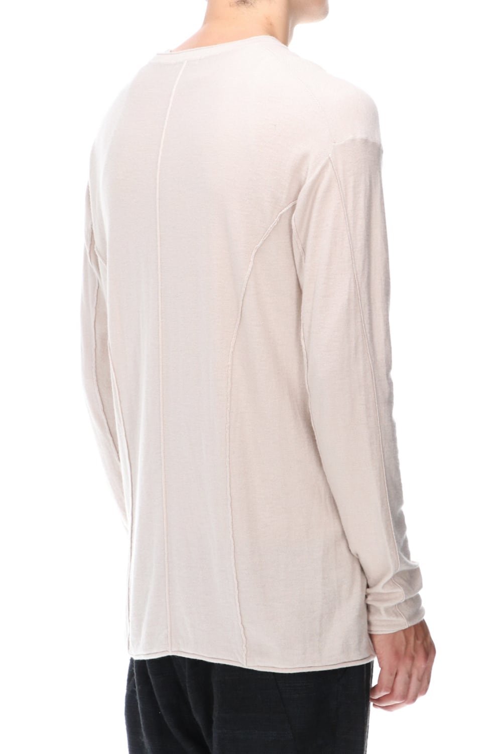 High-Gauge Long Sleeve Knit Cotton / Cashmere White Gray