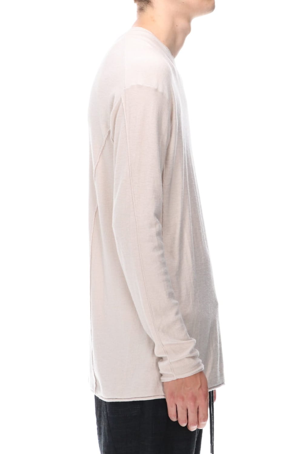 High-Gauge Long Sleeve Knit Cotton / Cashmere White Gray