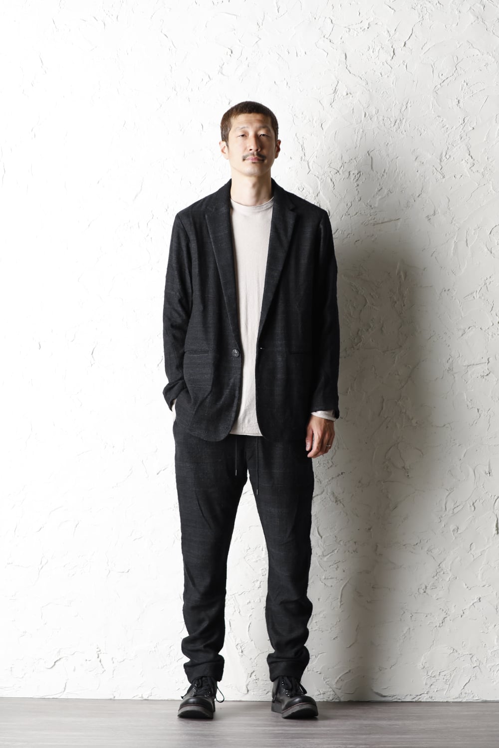 High-Gauge Long Sleeve Knit Cotton / Cashmere White Gray