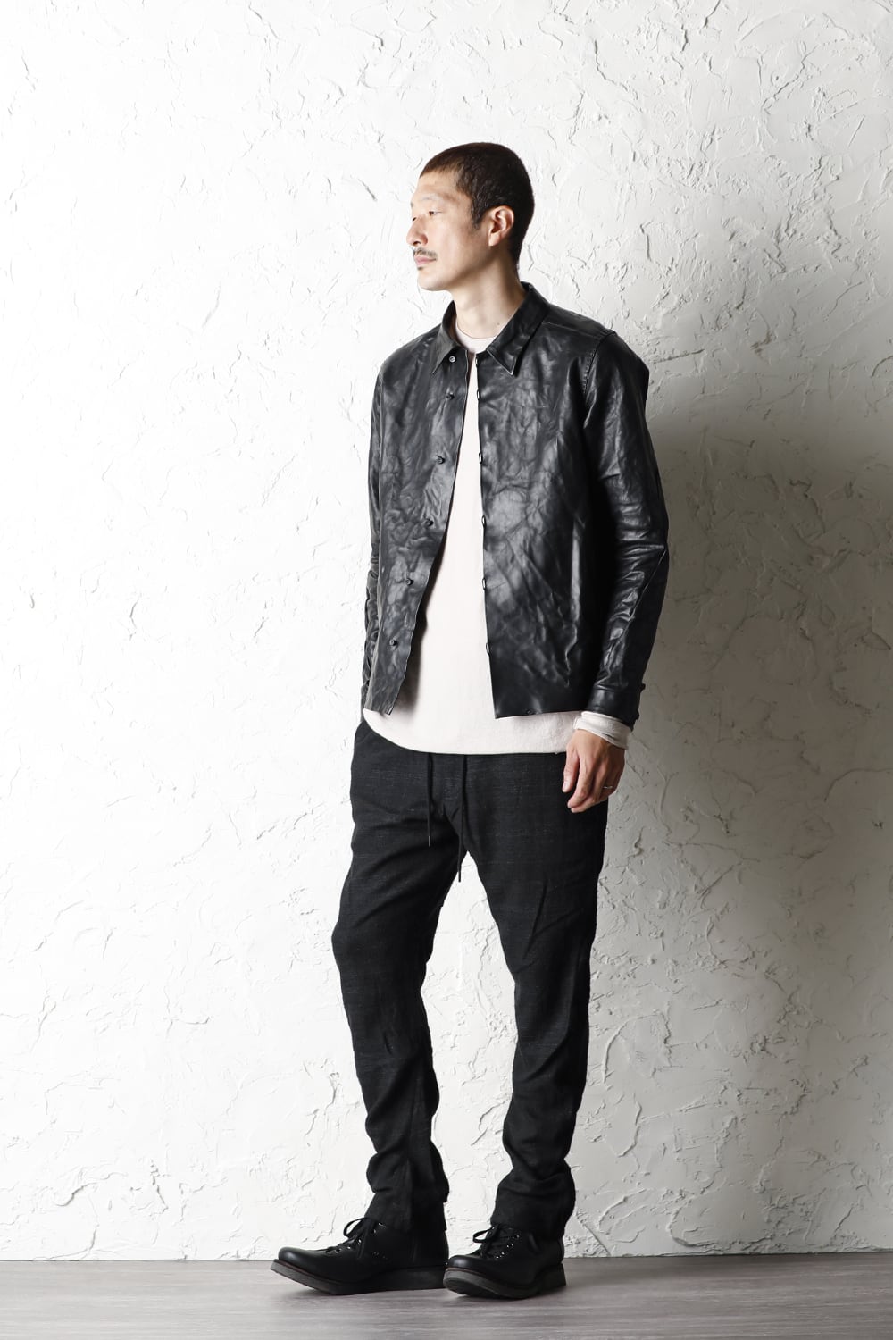 High-Gauge Long Sleeve Knit Cotton / Cashmere White Gray