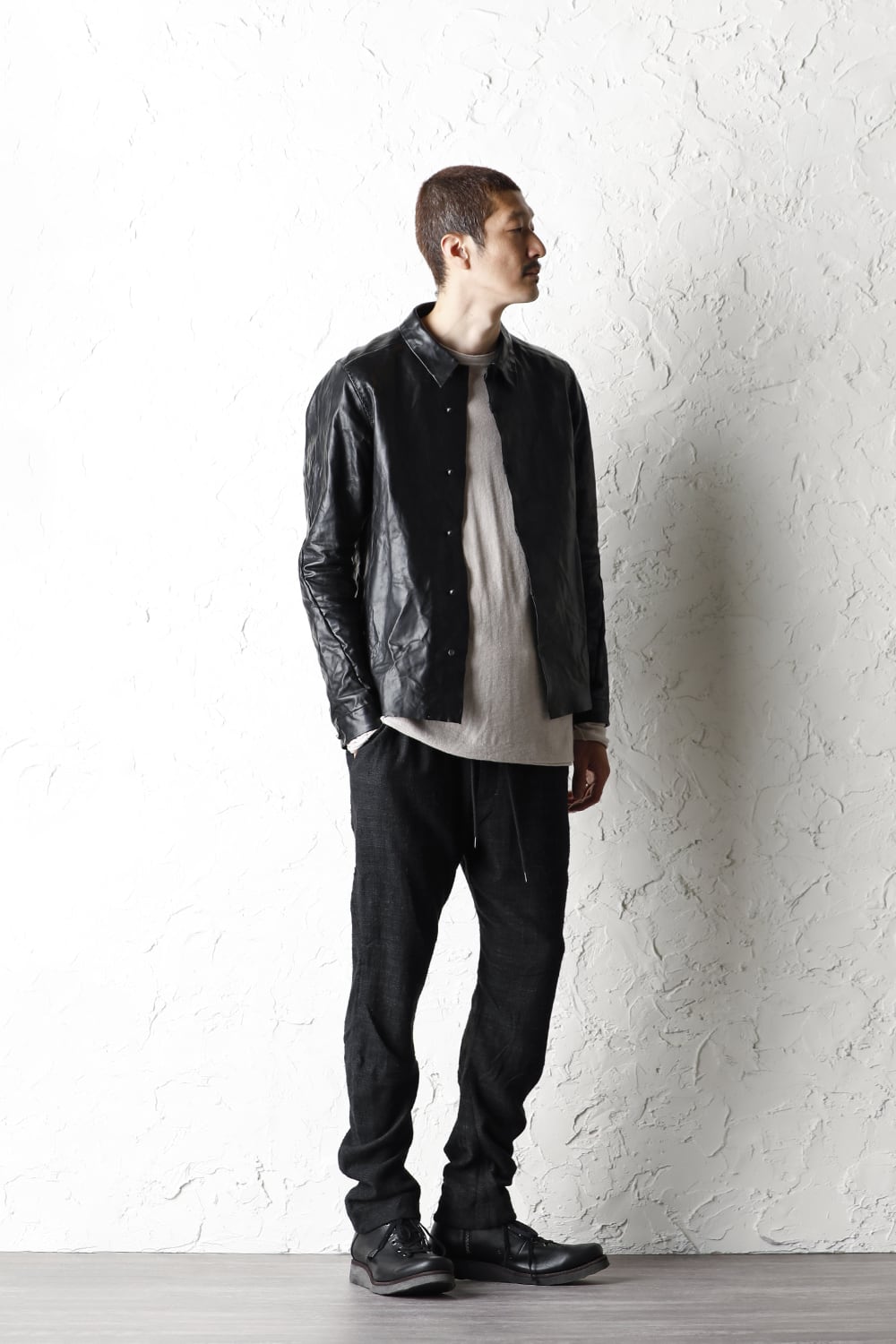 High-Gauge Long Sleeve Knit Cotton / Cashmere White Gray