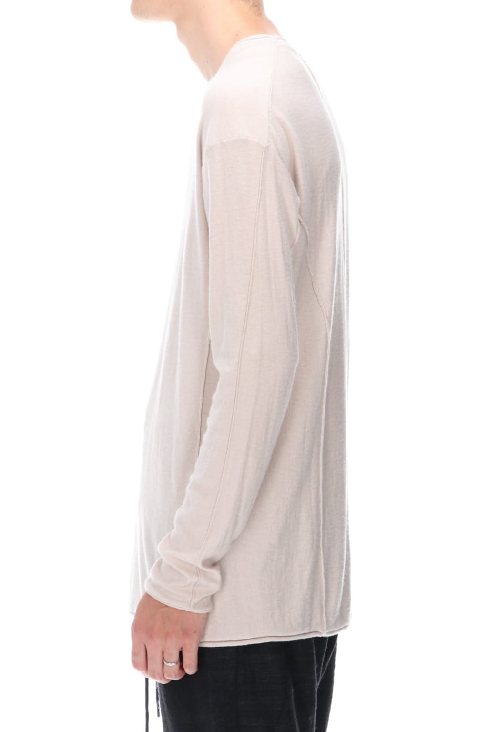 High-Gauge Long Sleeve Knit Cotton / Cashmere White Gray