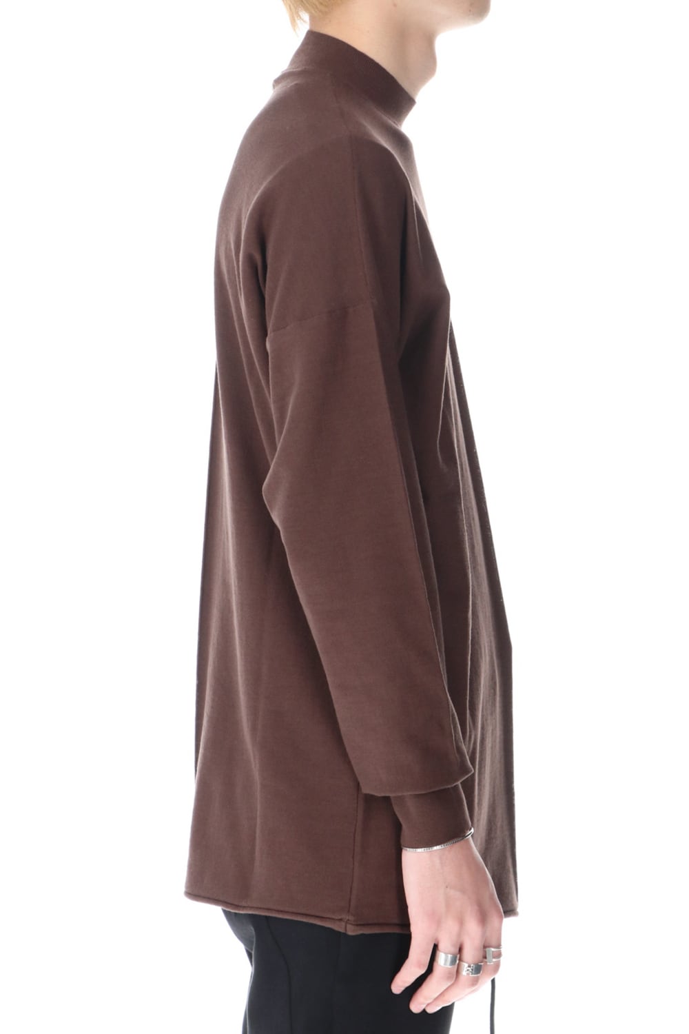 Knit mockneck long sleeve high twist cotton Lava Stone