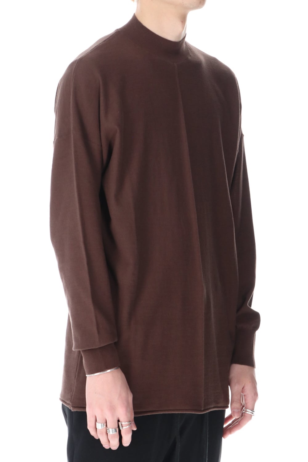 Knit mockneck long sleeve high twist cotton Lava Stone