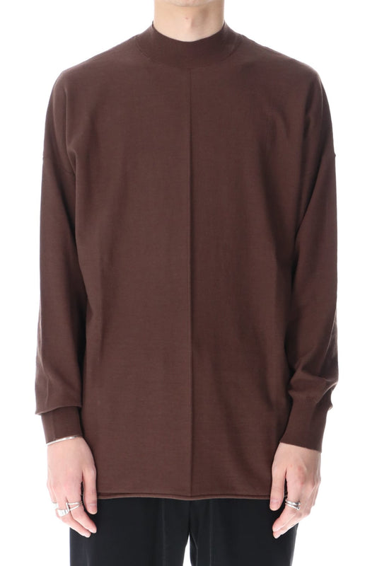 Knit mockneck long sleeve high twist cotton Lava Stone