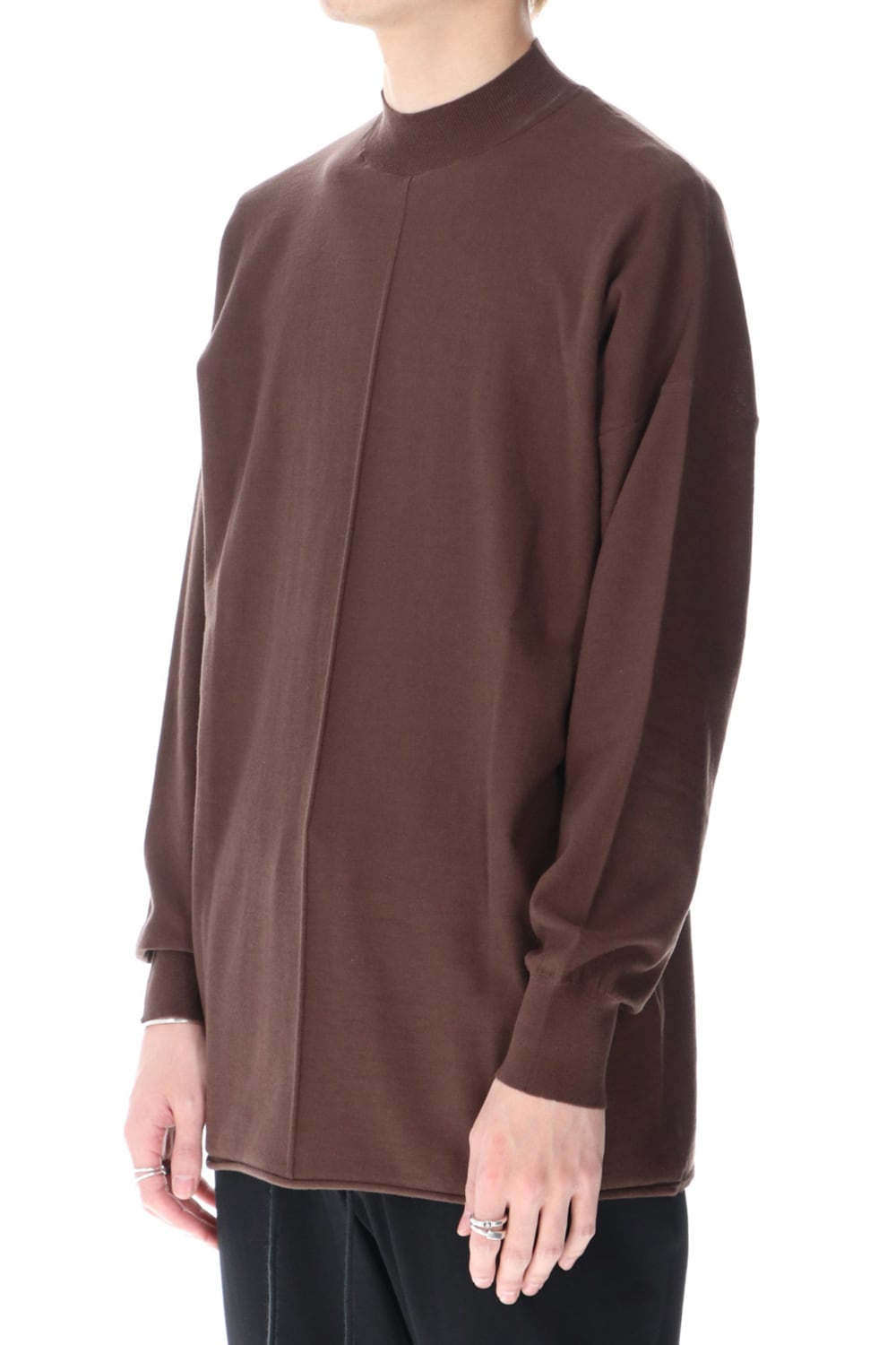 Knit mockneck long sleeve high twist cotton Lava Stone