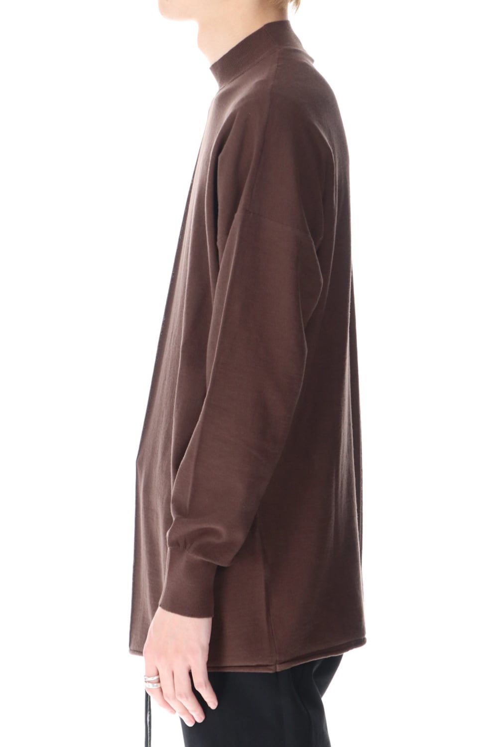 Knit mockneck long sleeve high twist cotton Lava Stone