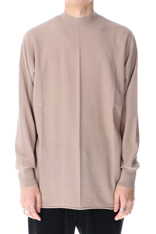 Knit mockneck long sleeve high twist cotton Cream Gray