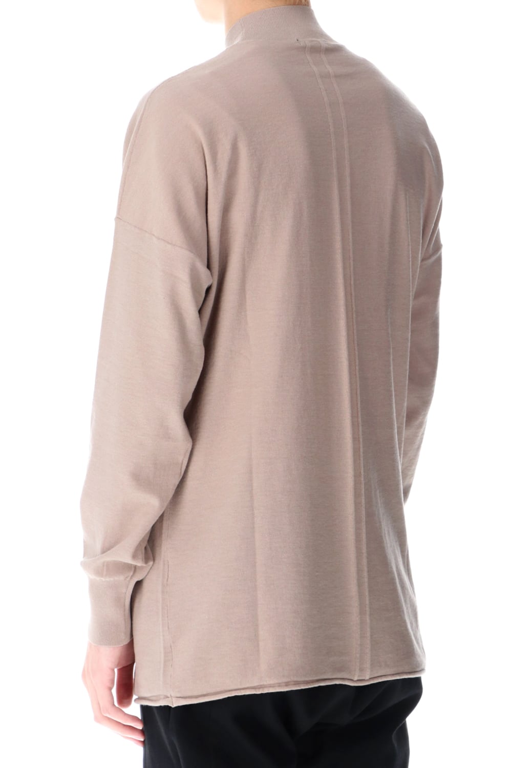 Knit mockneck long sleeve high twist cotton Cream Gray